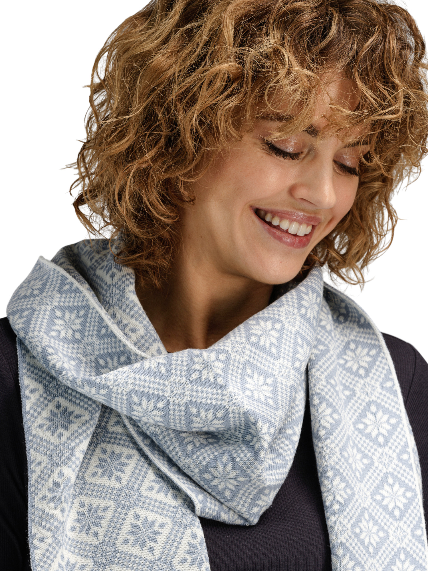 Christiania Women's Scarf - Merino Wool Offwhite Metalgrey