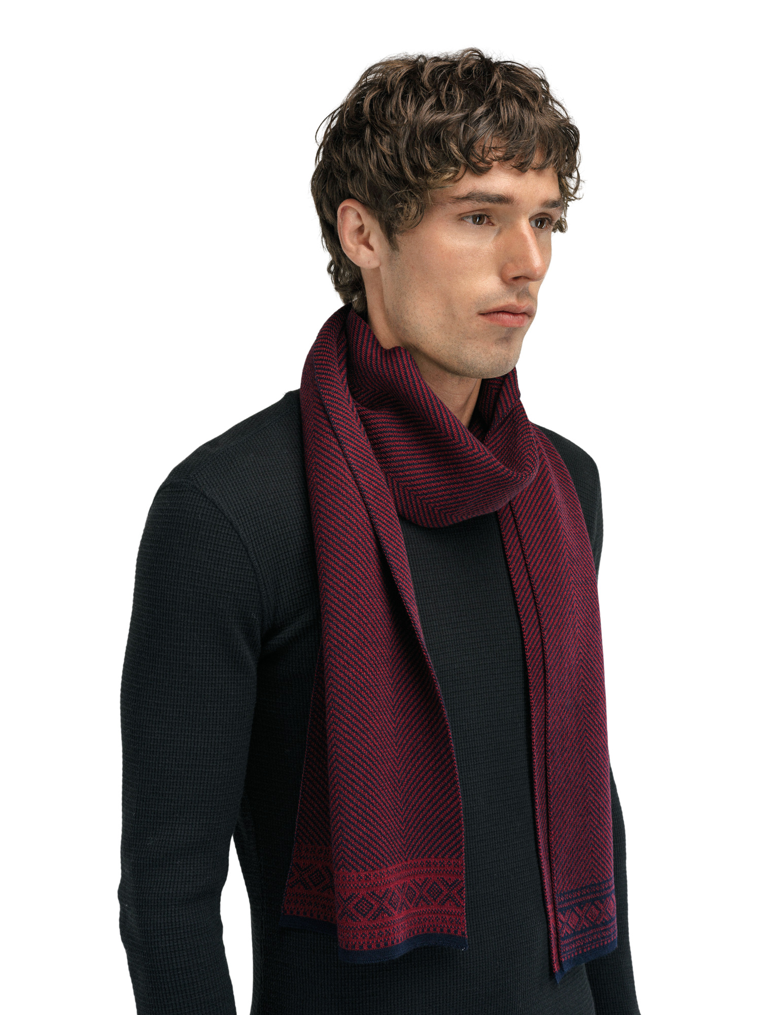 Cortina Scarf - Merino Wool Marine Redrose