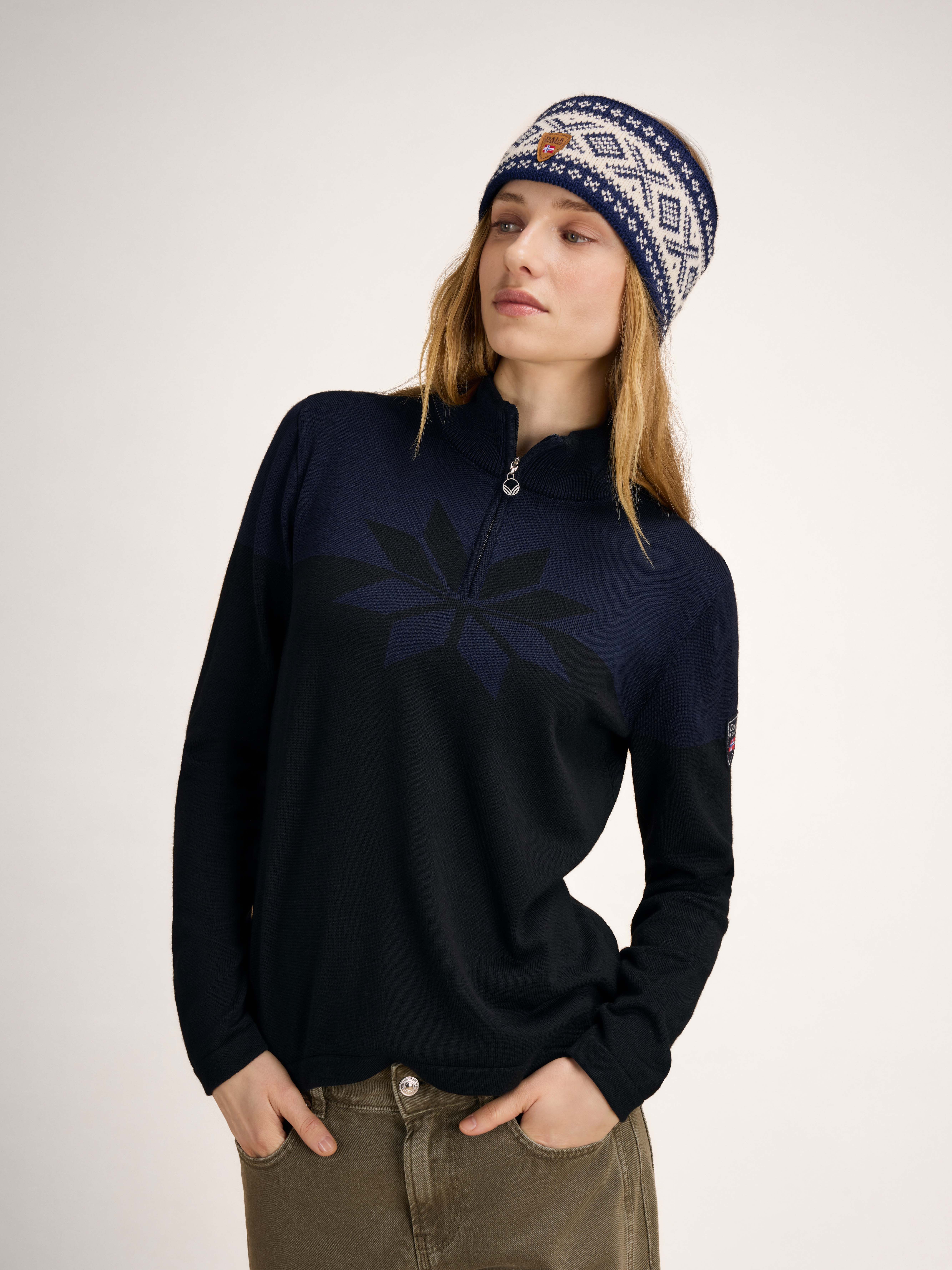 Cortina 1956 Headband - Norwegian Wool Navy White