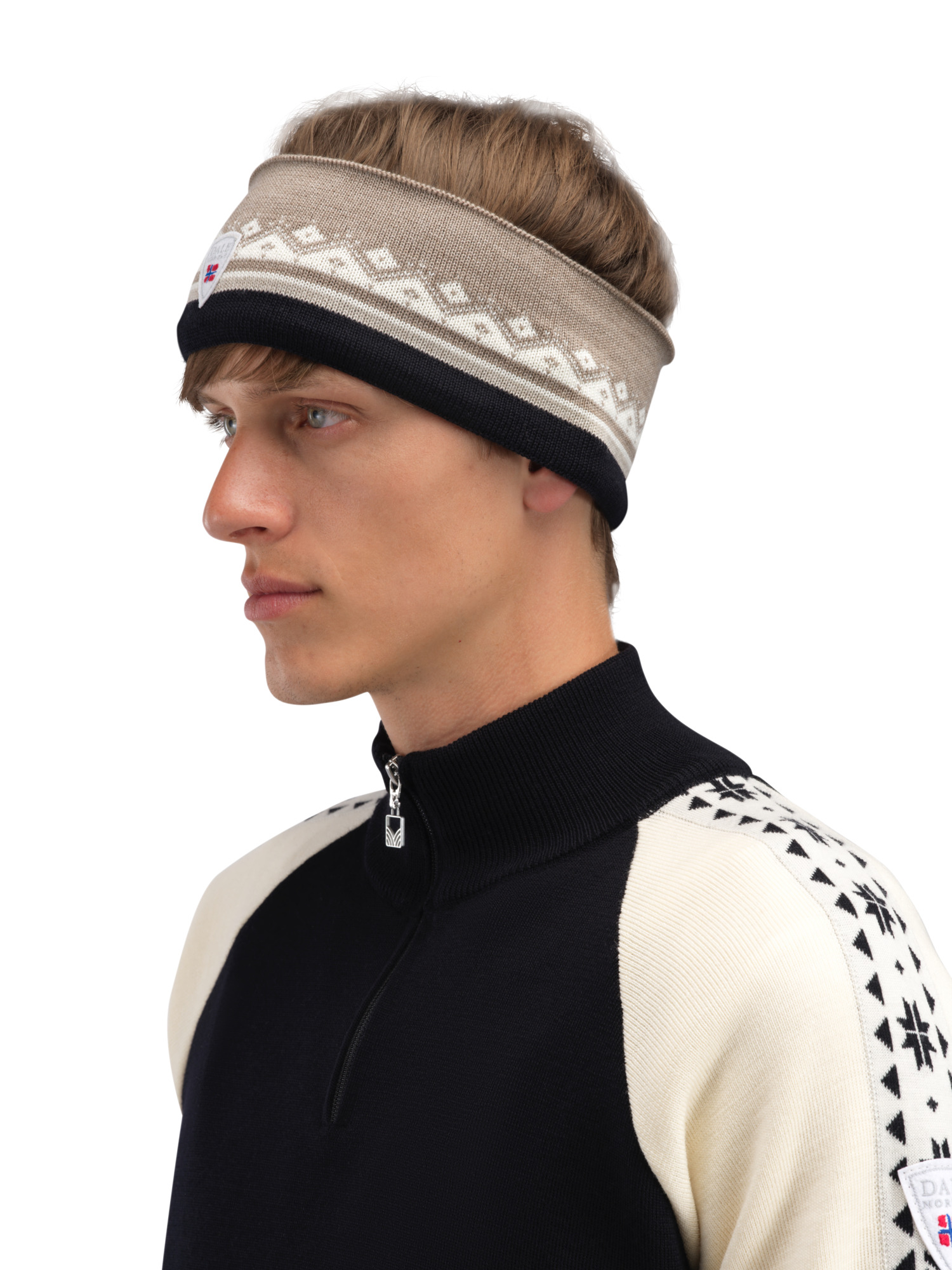 Moritz Headband - Merino Wool Mountainstone Offwhite Black