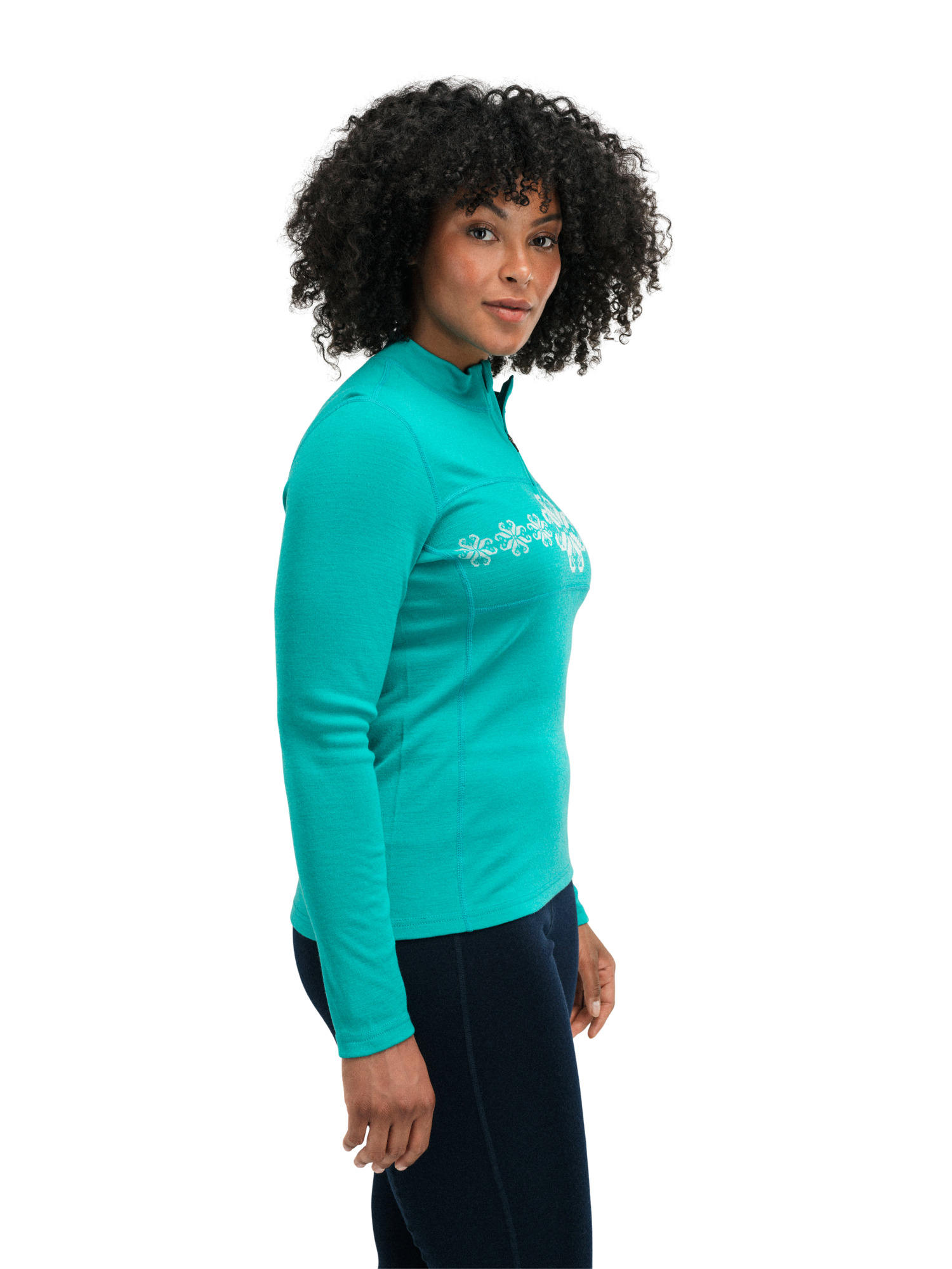 Falkeberg Women's Half Zip Baselayer Peacock Offwhite