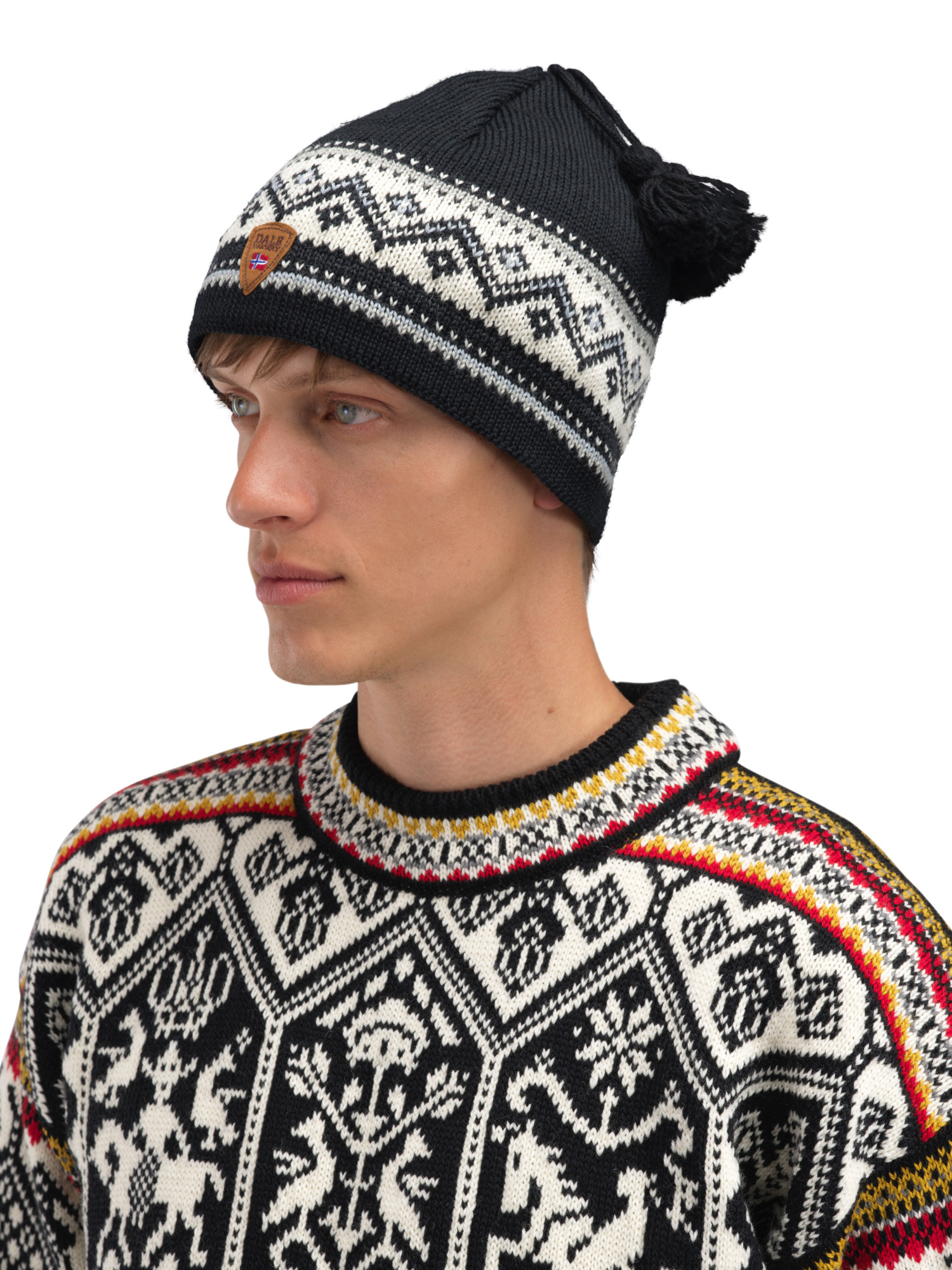 Vail Hat - Norwegian Wool Black White Grey Sand