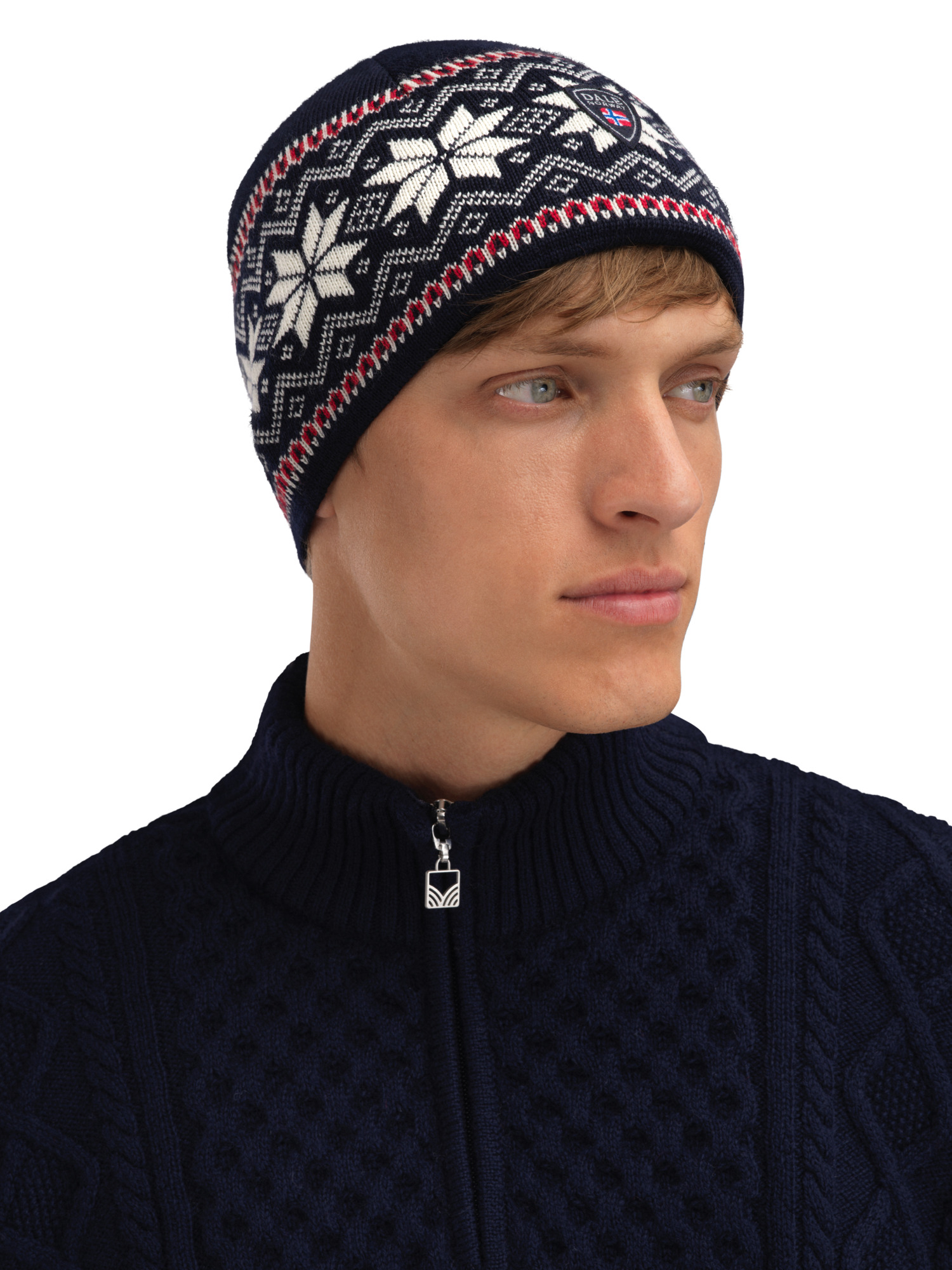 Garmisch Hat - Merino Wool Navy Offwhite Red