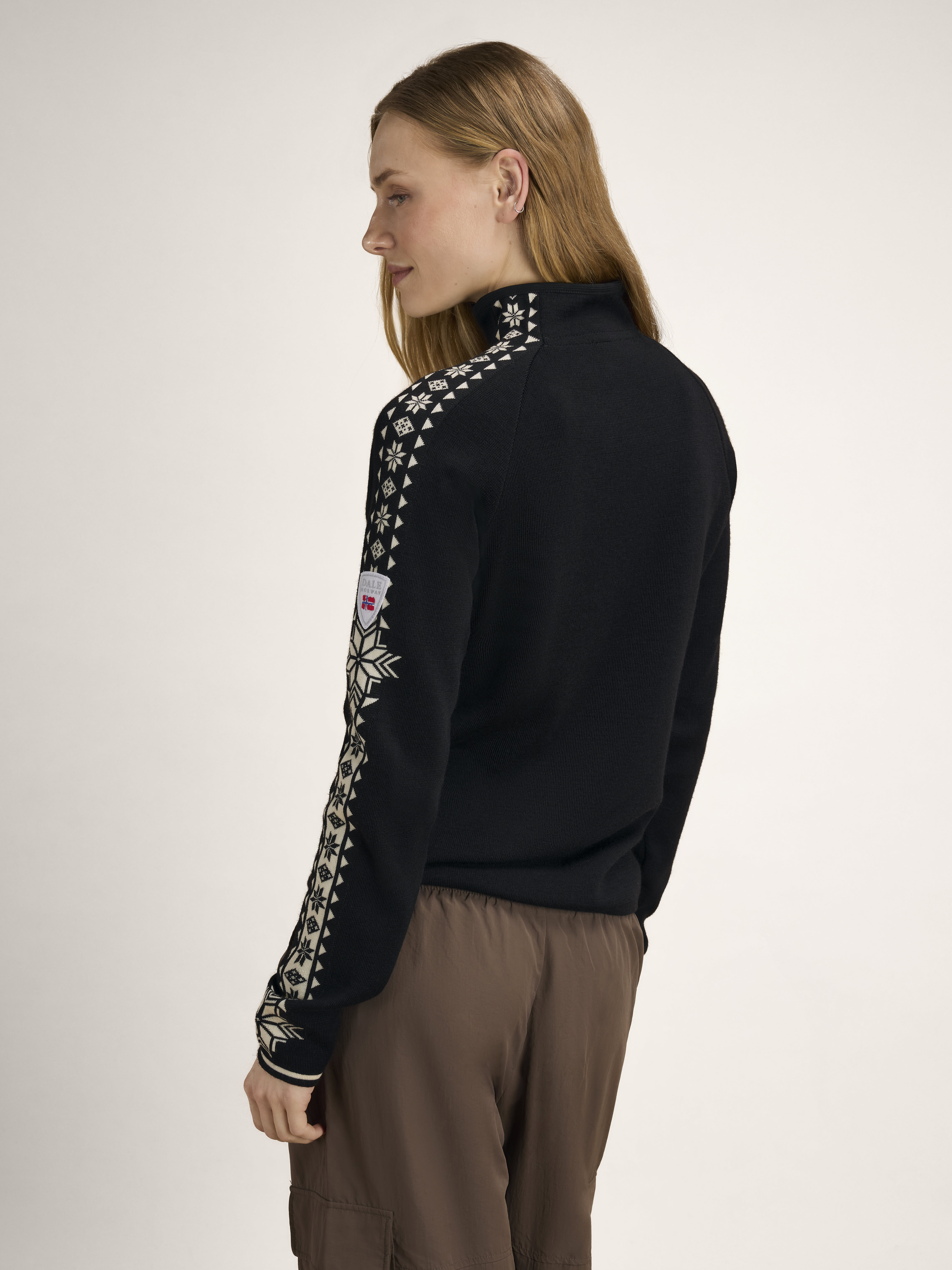 Geilo Women’s Sweater - Merino Wool Black Offwhite
