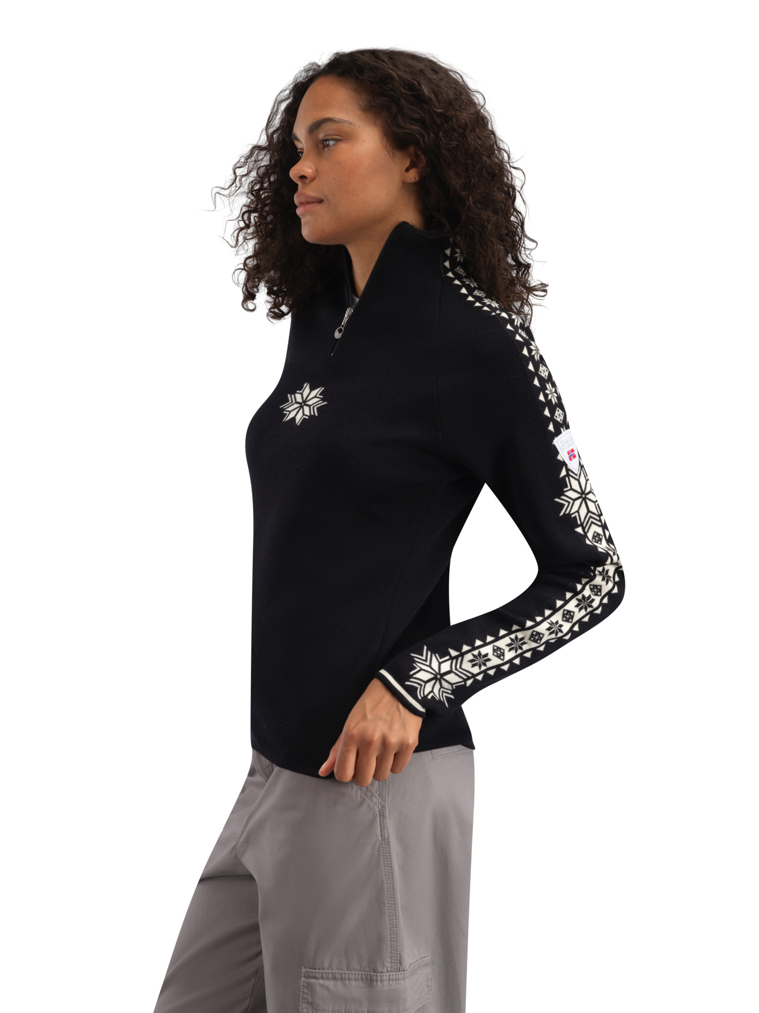 Geilo Women’s Sweater - Merino Wool Black Offwhite