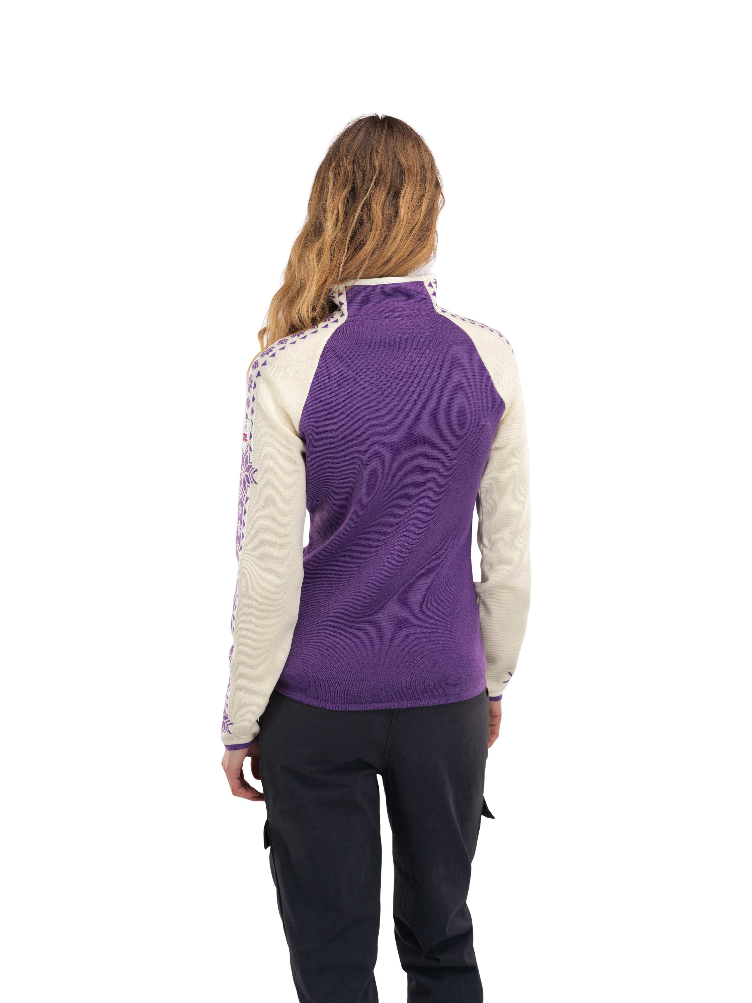 Geilo Women’s Sweater - Merino Wool Darkpurple Offwhite