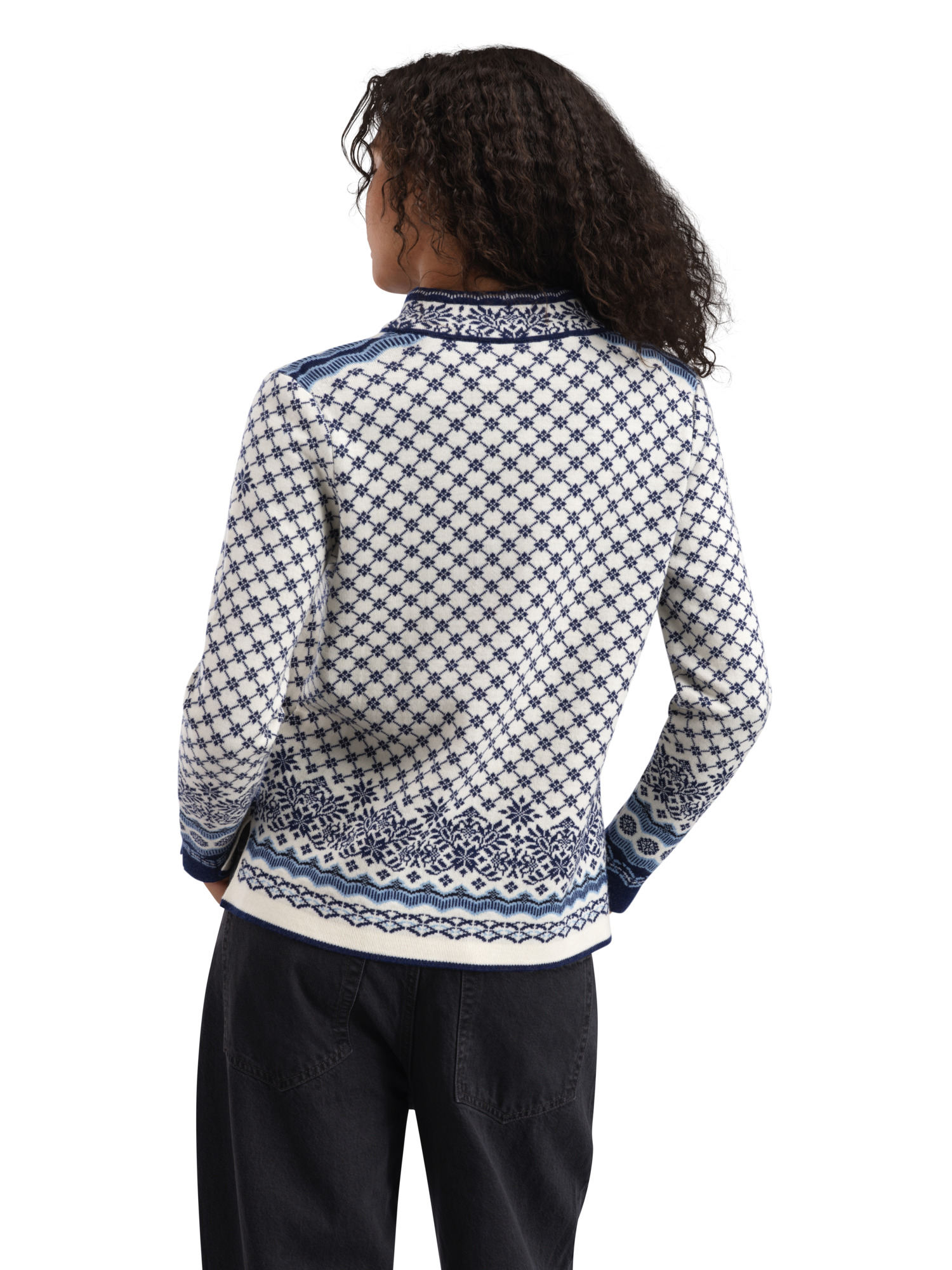 Solfrid Women’s Jacket - Merino Wool Offwhite Electricstorm Navy