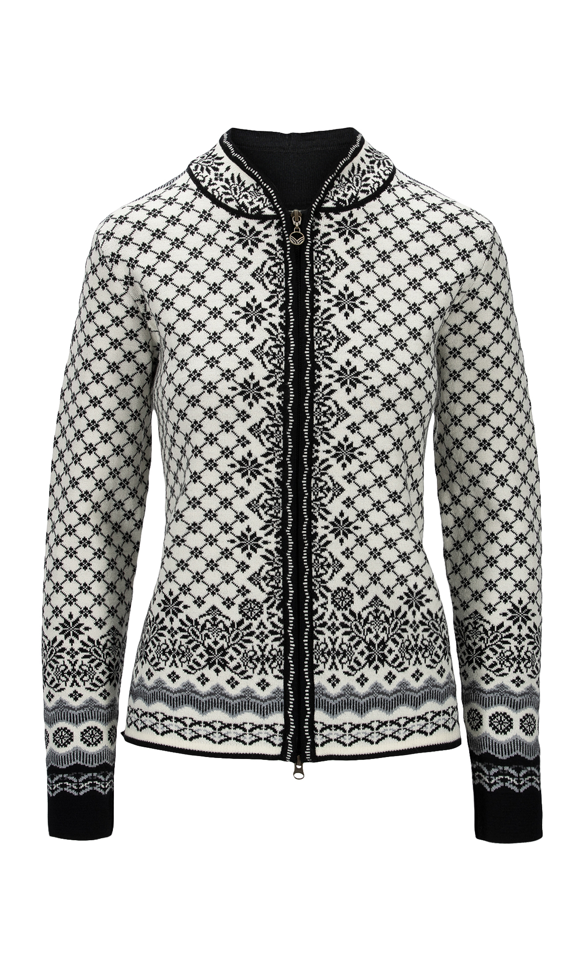 Solfrid Women’s Jacket - Merino Wool Offwhite Black Schiefer Grau