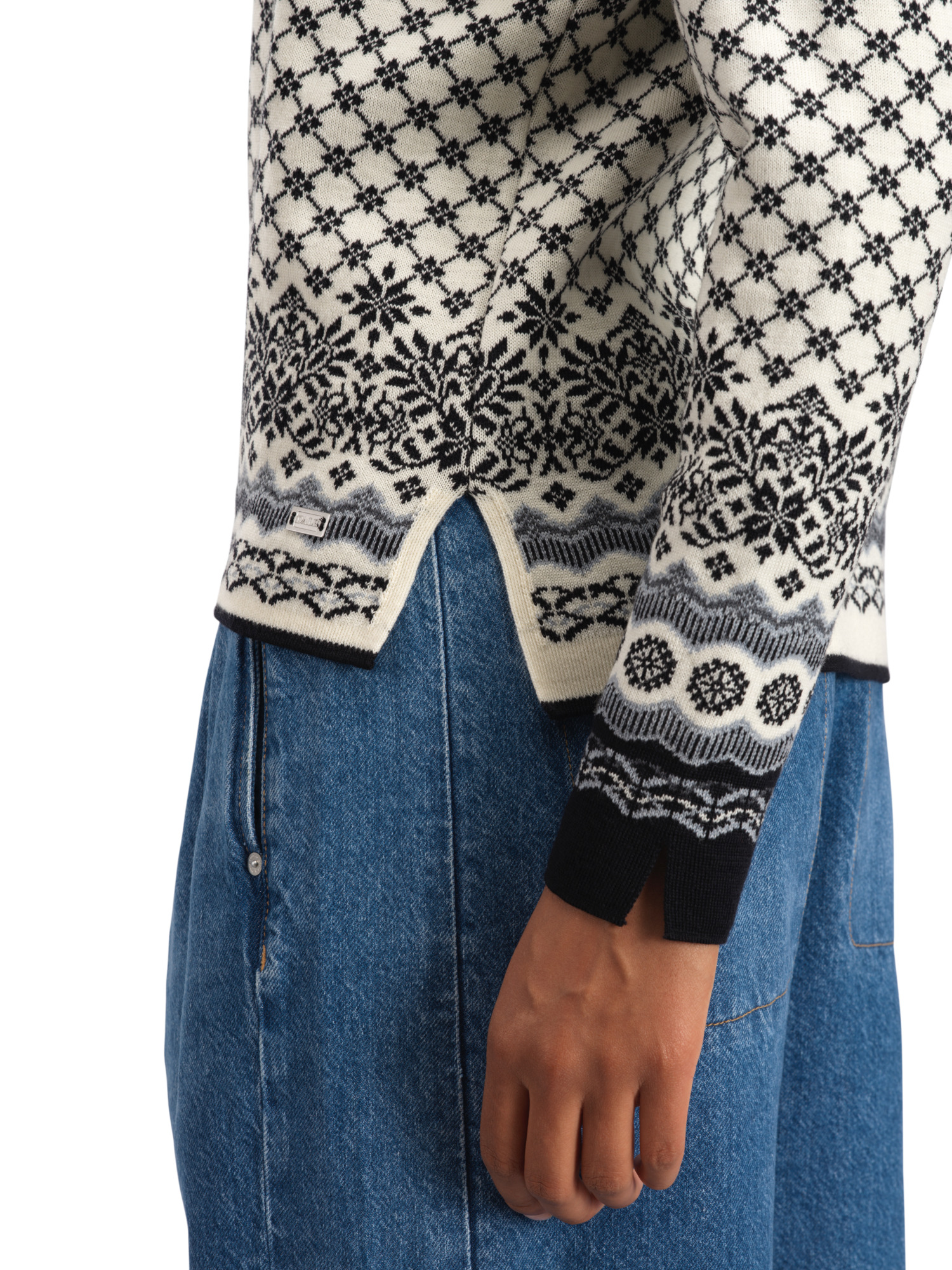 Solfrid Women’s Jacket - Merino Wool Offwhite Black Schiefer Grau