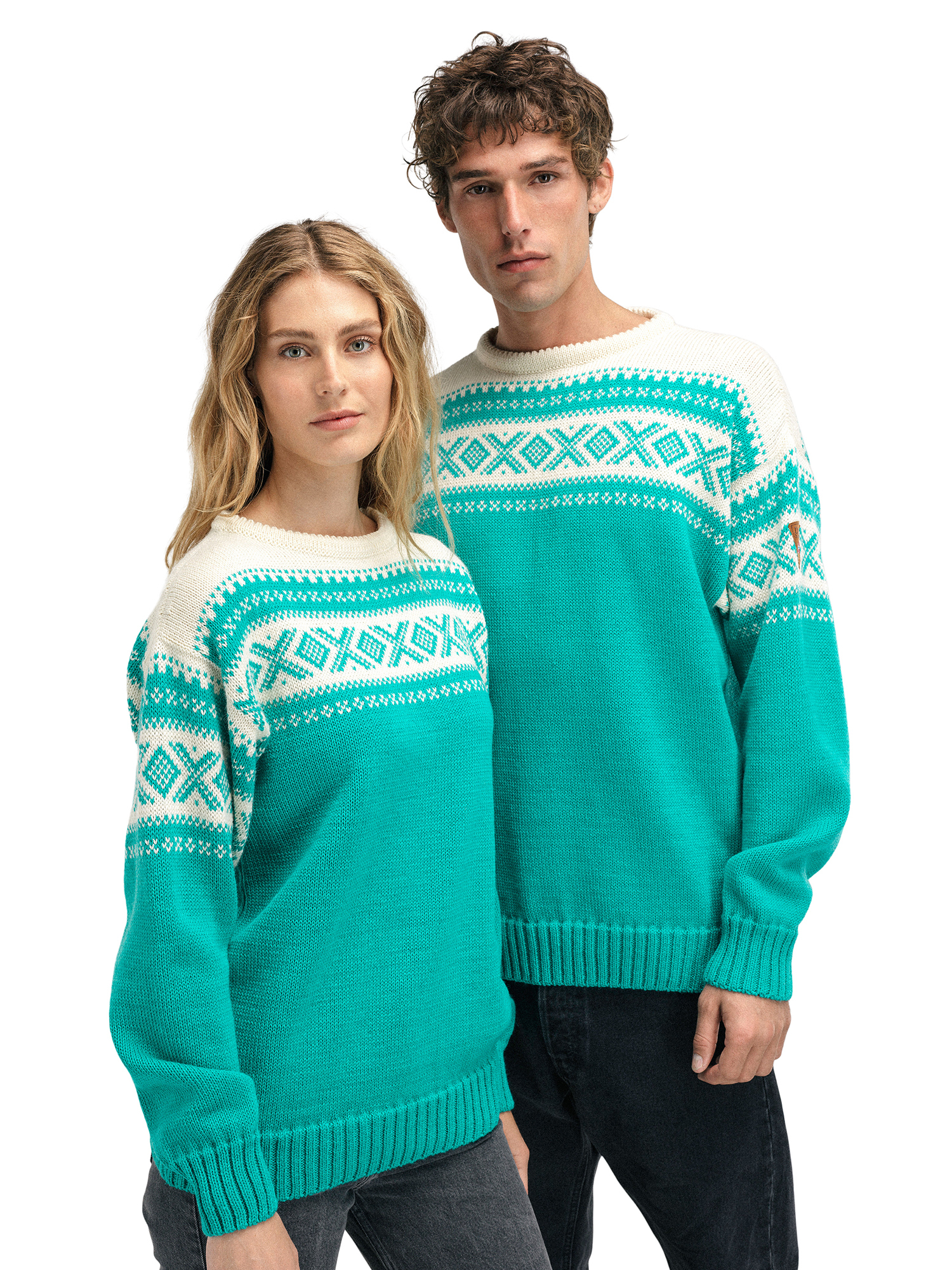 Cortina 1956 Sweater - Norwegian Wool Peacock Offwhite