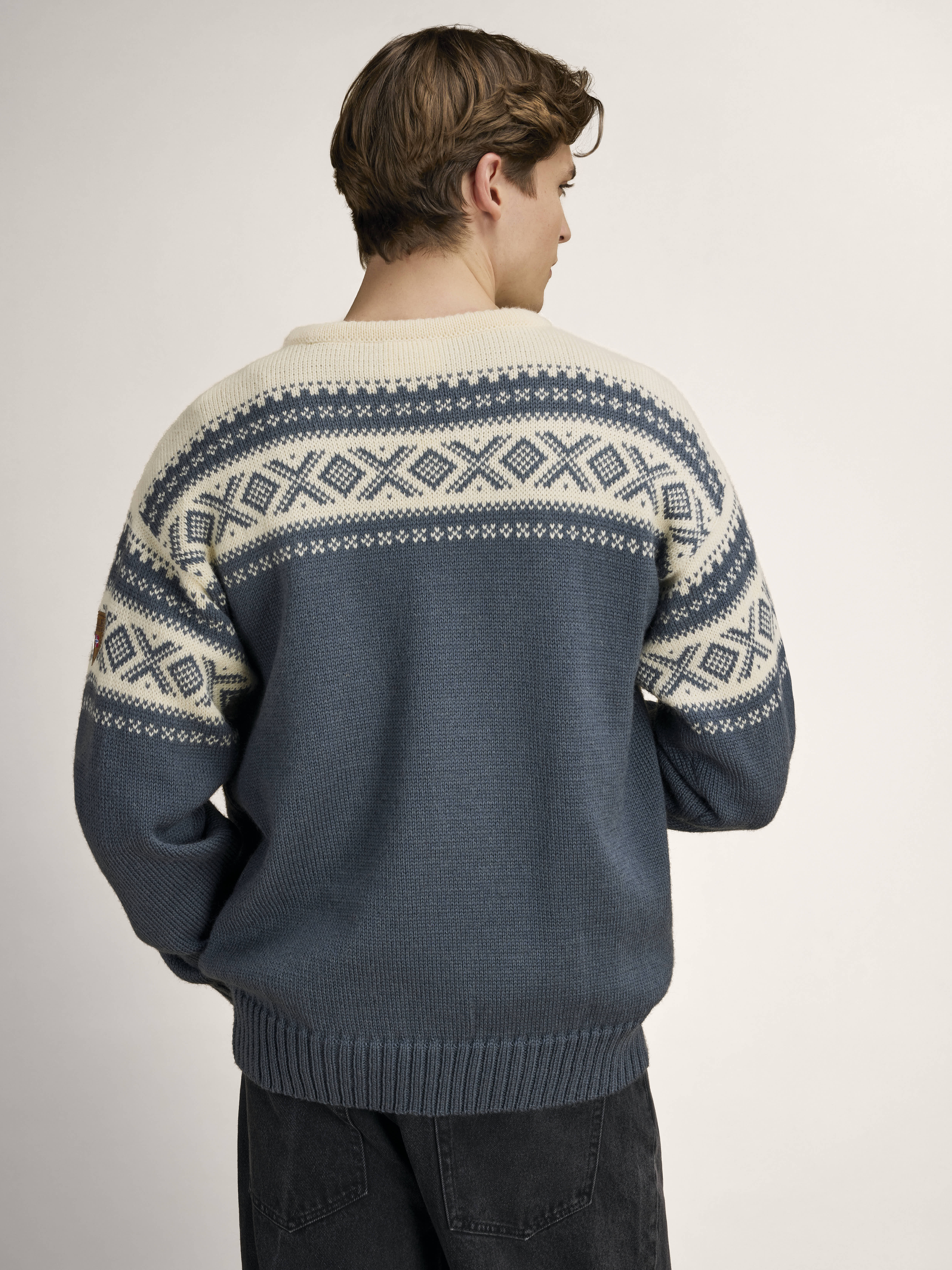 Cortina 1956 Sweater - Norwegian Wool Steel Offwhite