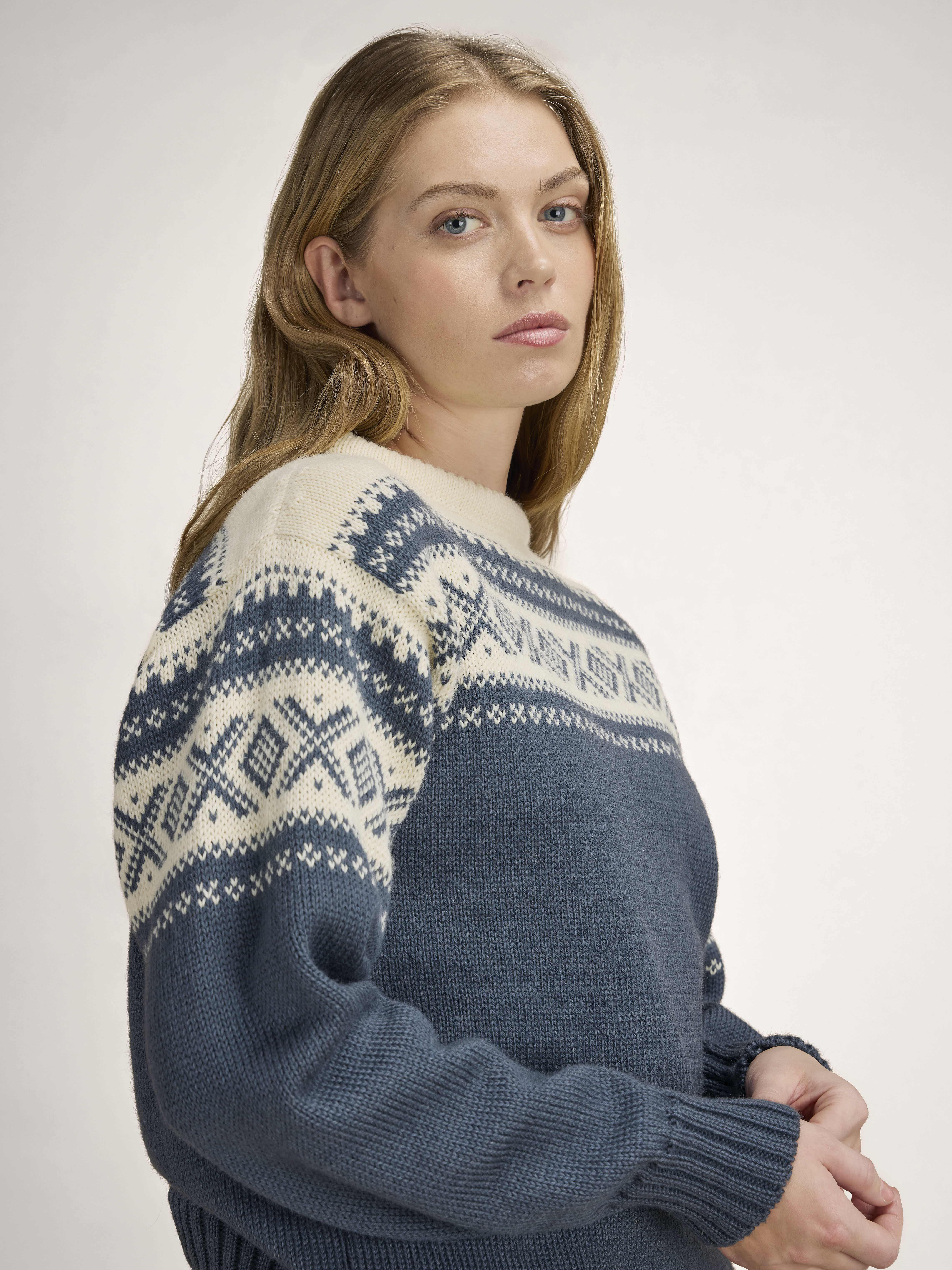 Cortina 1956 Sweater - Norwegian Wool Steel Offwhite