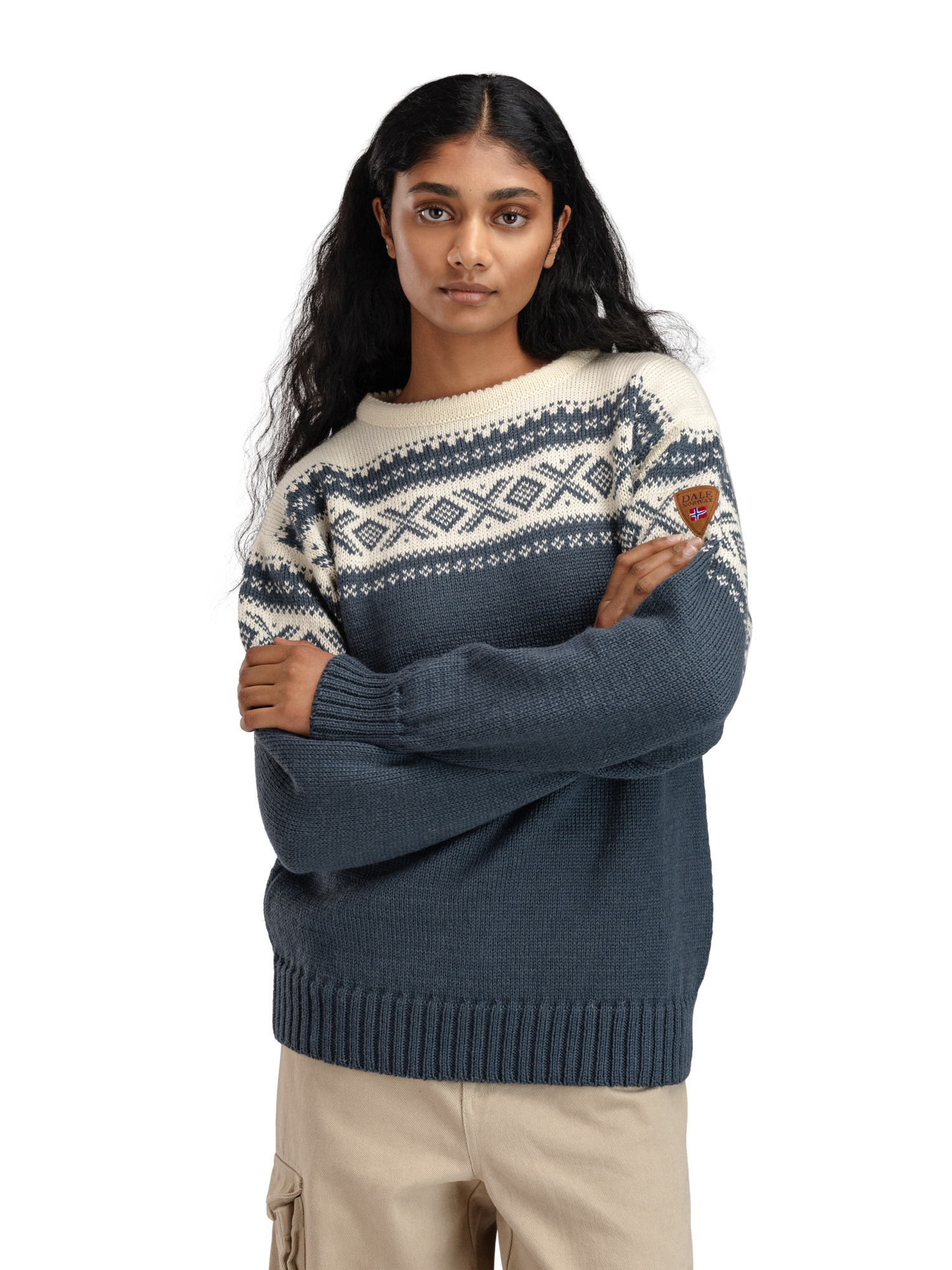 Cortina 1956 Sweater - Norwegian Wool Steel Offwhite