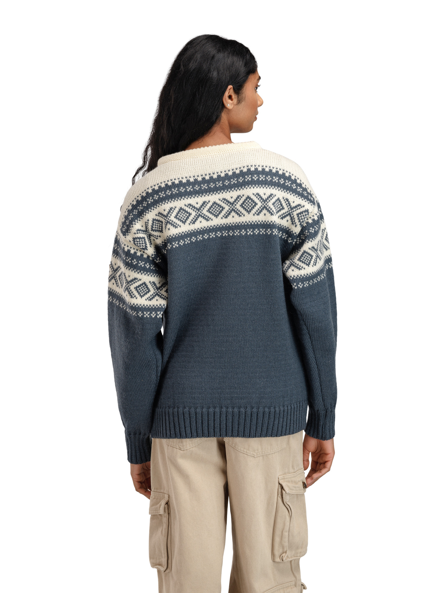 Cortina 1956 Sweater - Norwegian Wool Steel Offwhite
