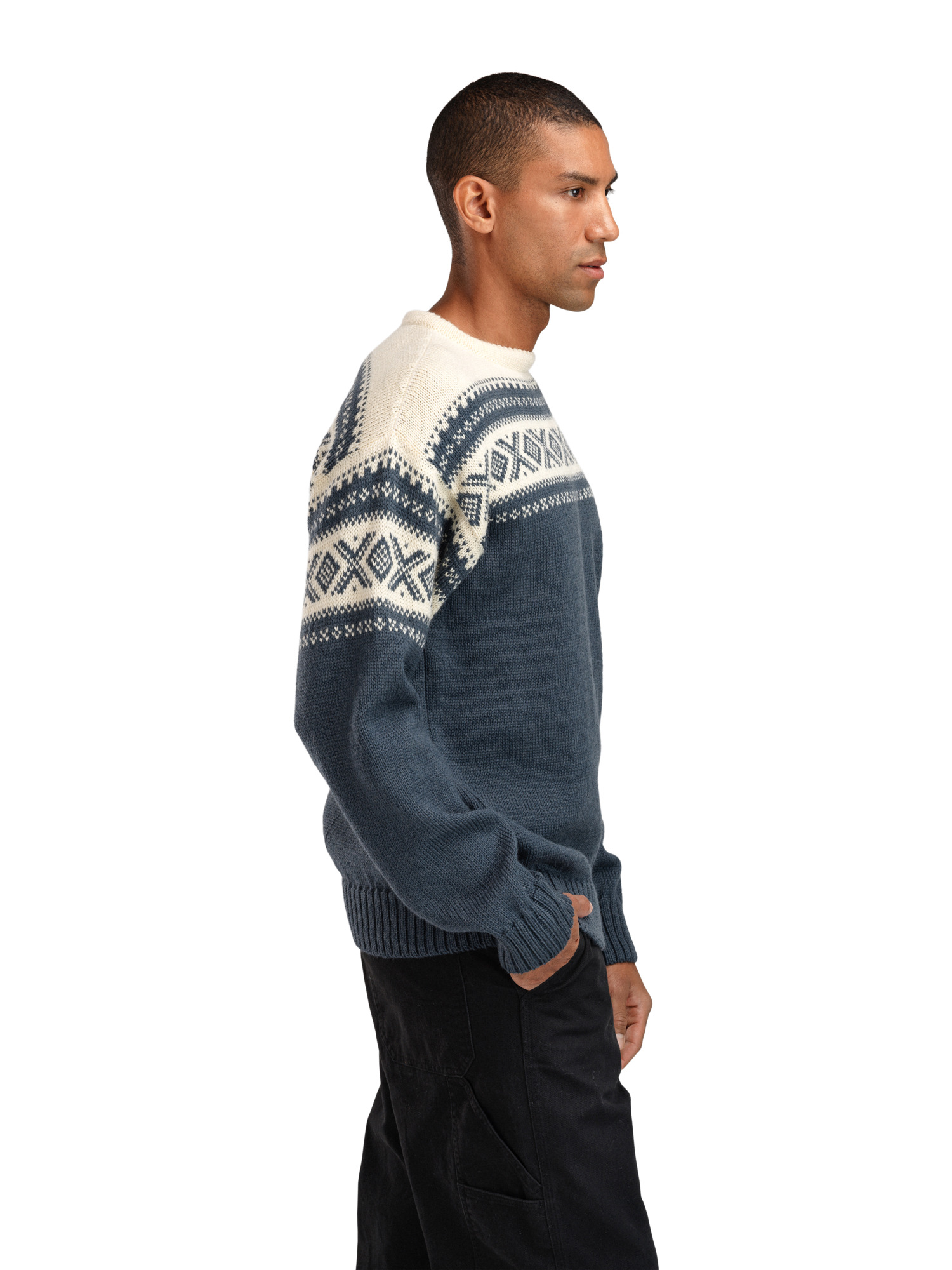 Cortina 1956 Sweater - Norwegian Wool Steel Offwhite