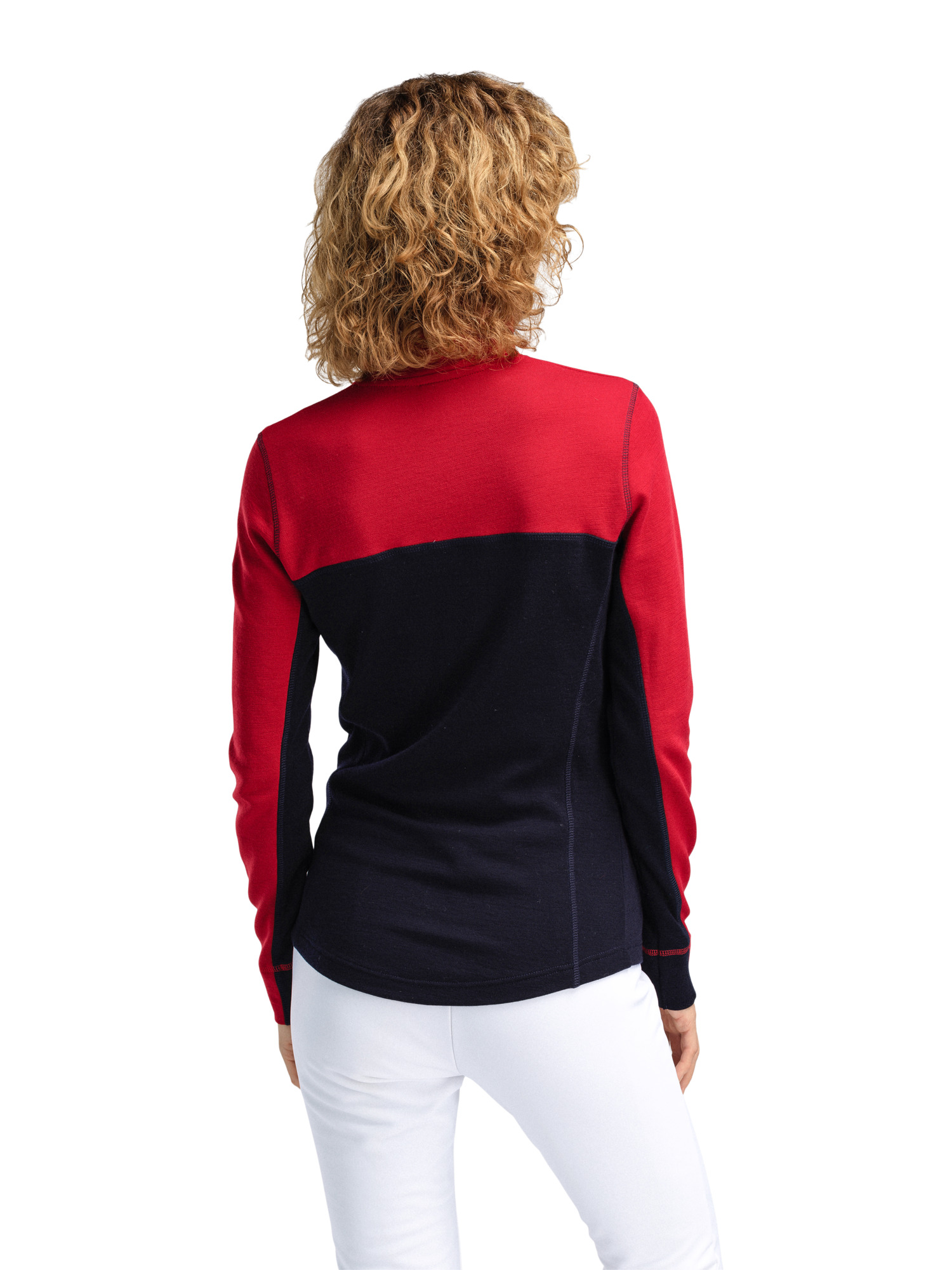 Moritz Superfine Women’s Sweater - Superfine Merino Raspberry Navy Offwhite