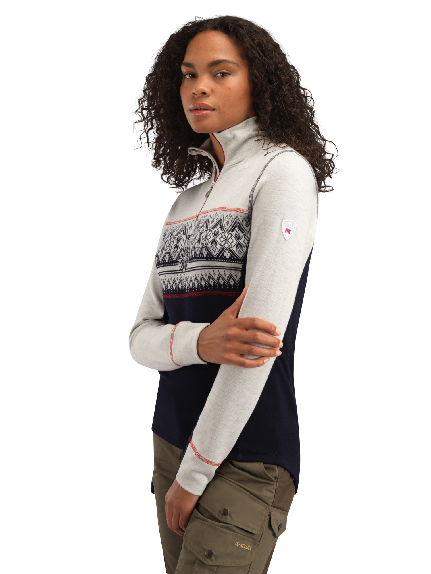 Moritz Superfine Women’s Sweater - Superfine Merino Navy White Raspberry