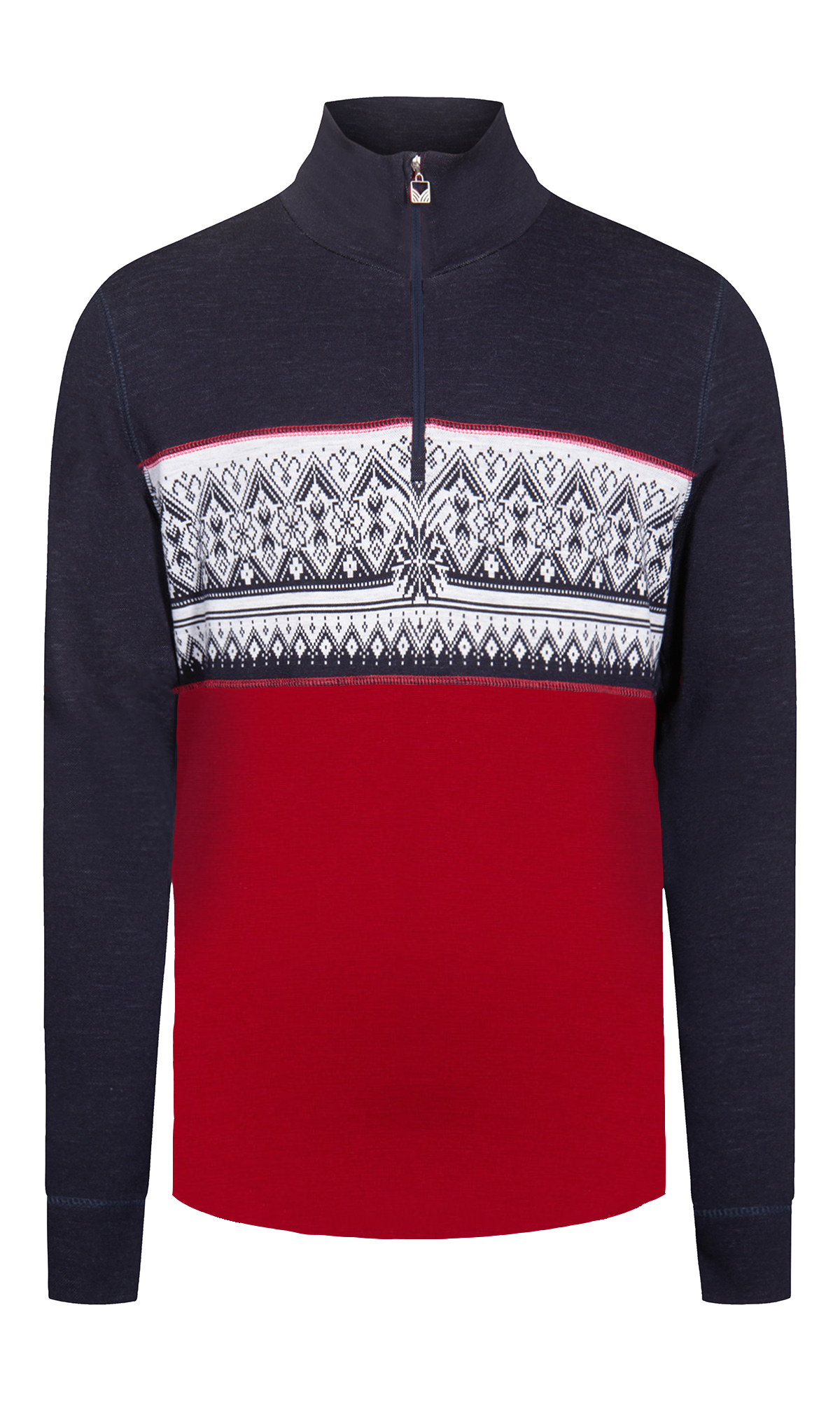 Moritz Superfine Men’s Sweater - Superfine Merino Raspberry Navy Offwhite