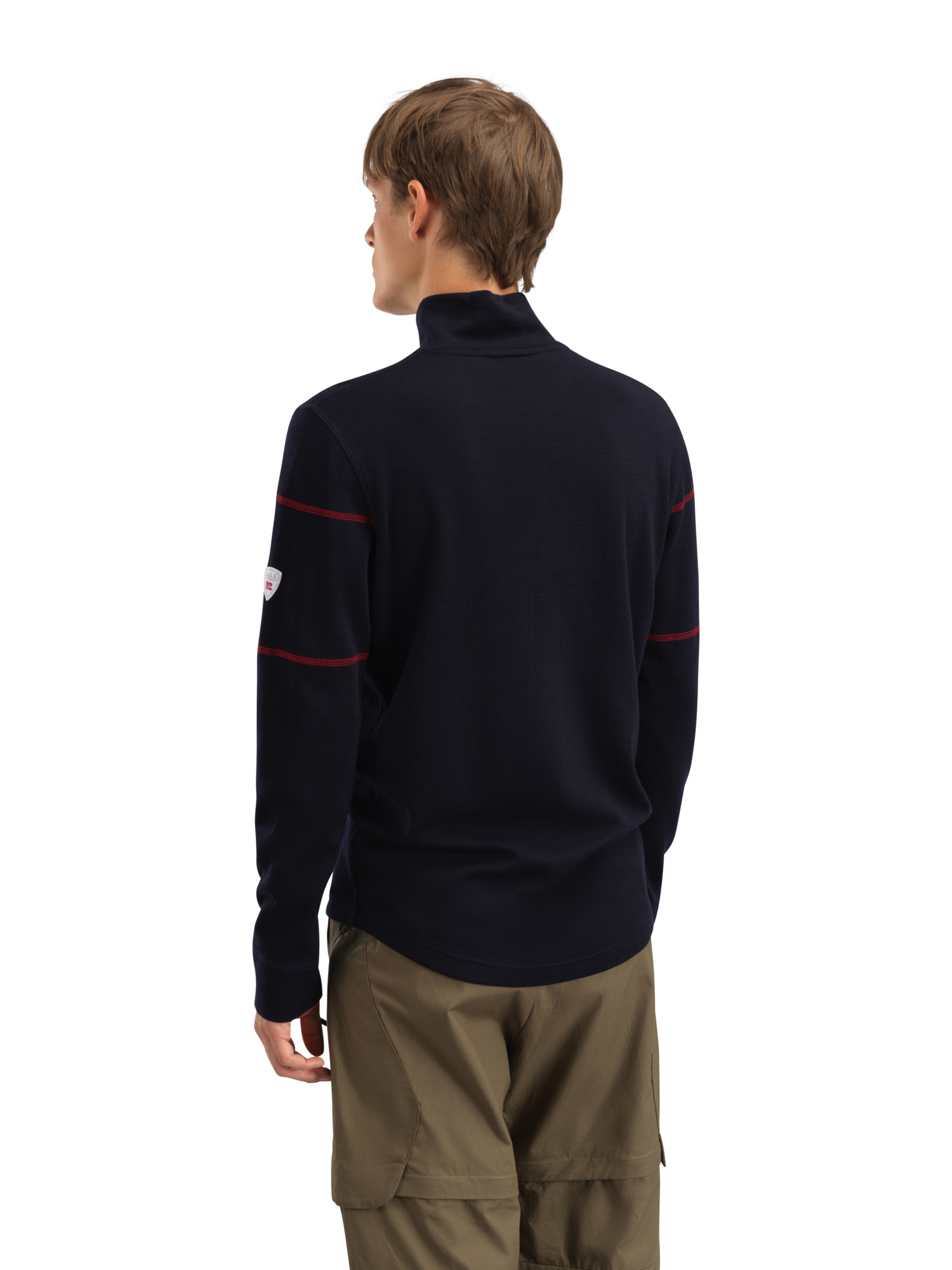 Moritz Superfine Men’s Sweater - Superfine Merino Navy White Raspberry