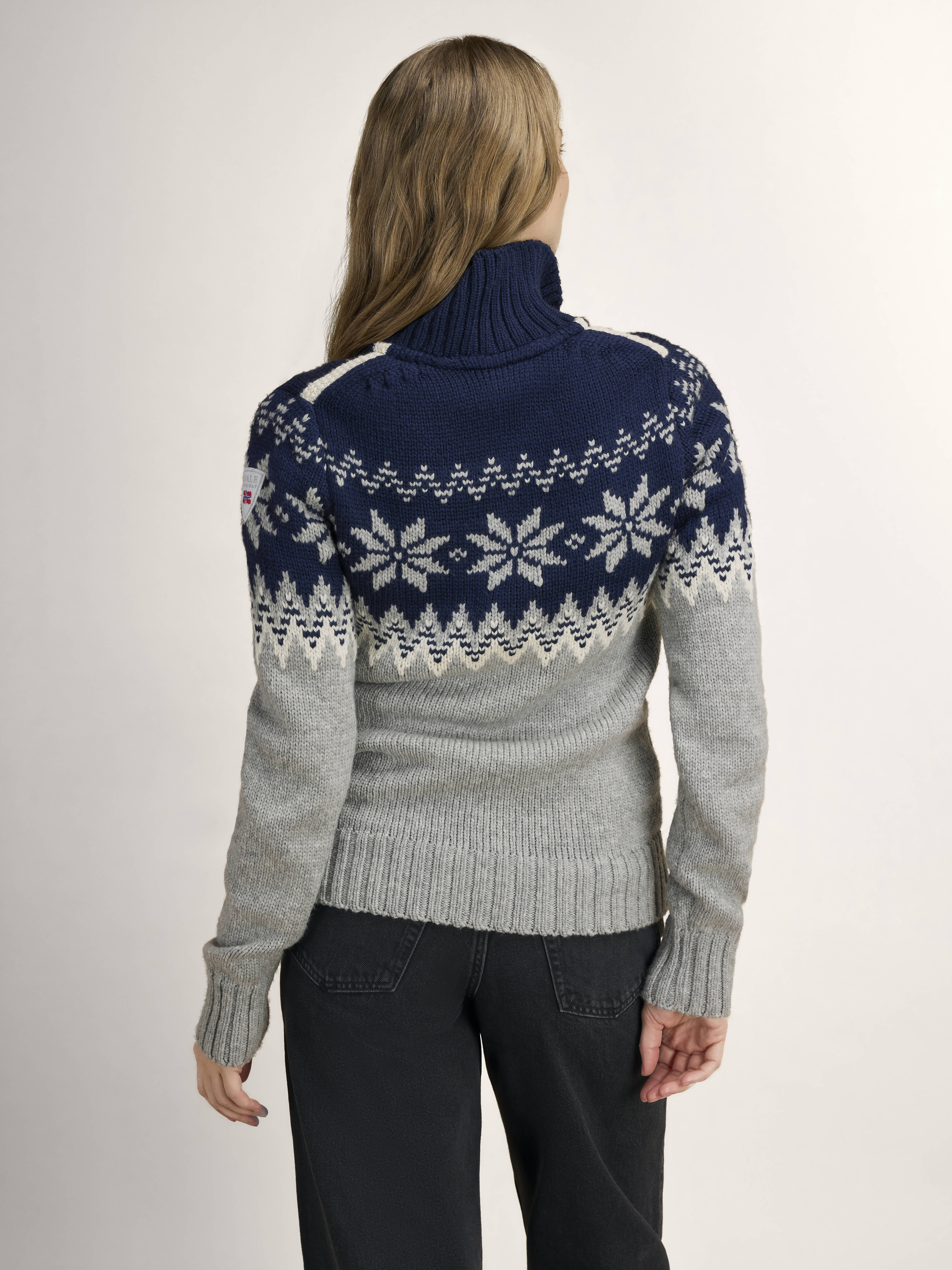 Myking Women’s Sweater - Merino Wool Lightcharcoal Offwhite Navy