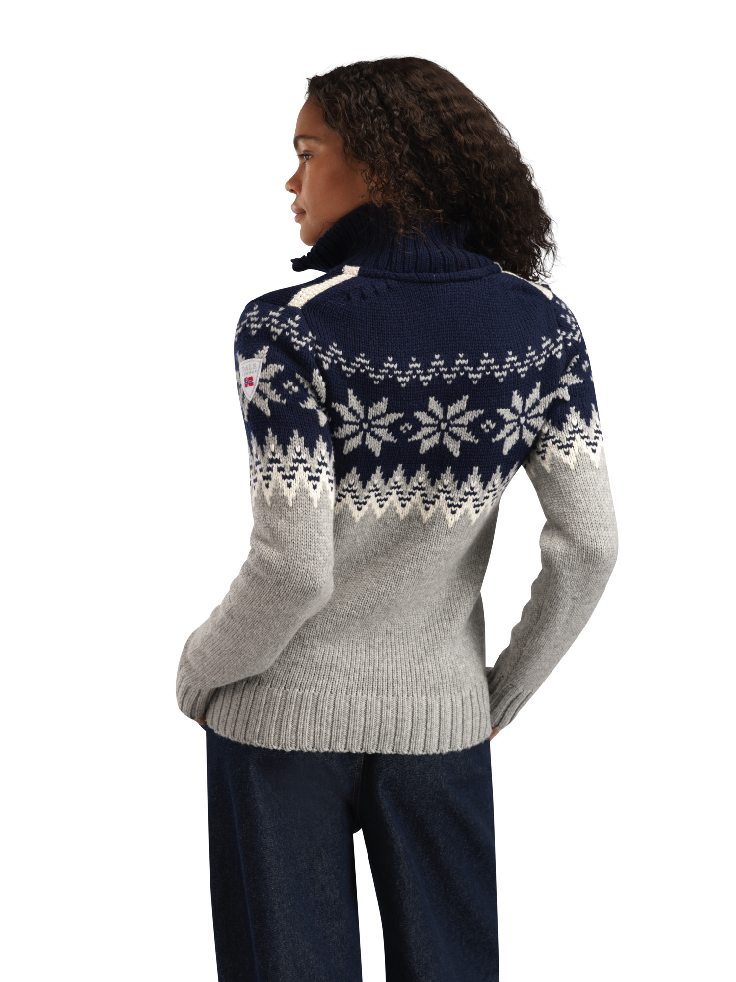 Myking Women’s Sweater - Merino Wool Lightcharcoal Offwhite Navy