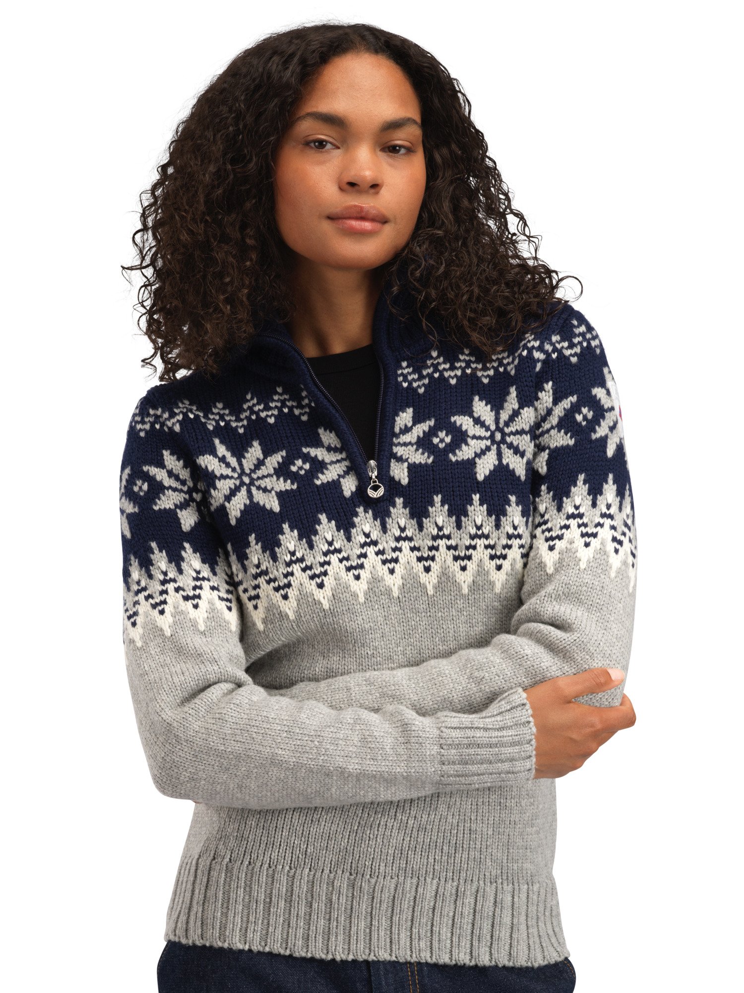Myking Women’s Sweater - Merino Wool Lightcharcoal Offwhite Navy