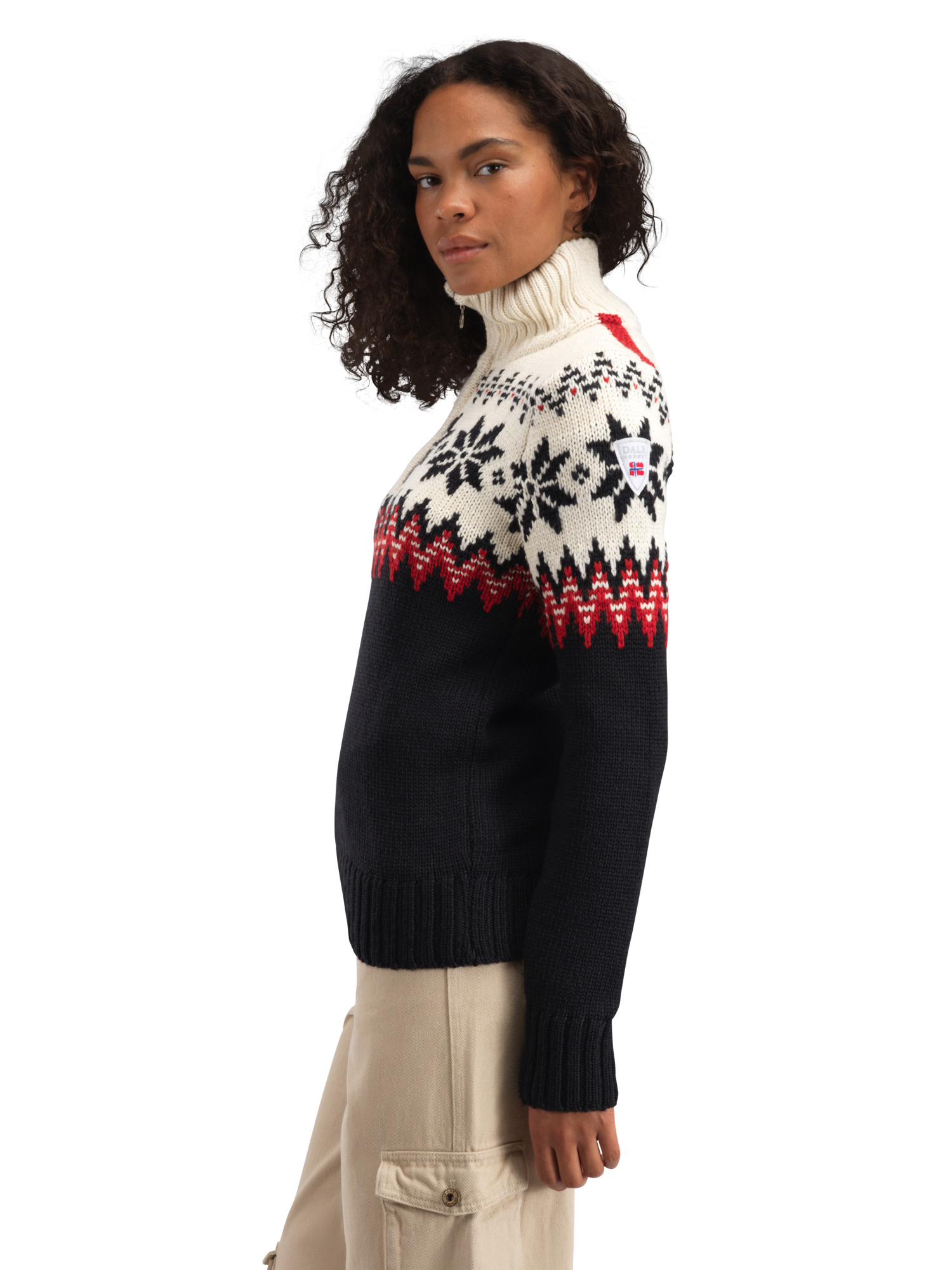 Myking Women’s Sweater - Merino Wool Black Raspberry Offwhite