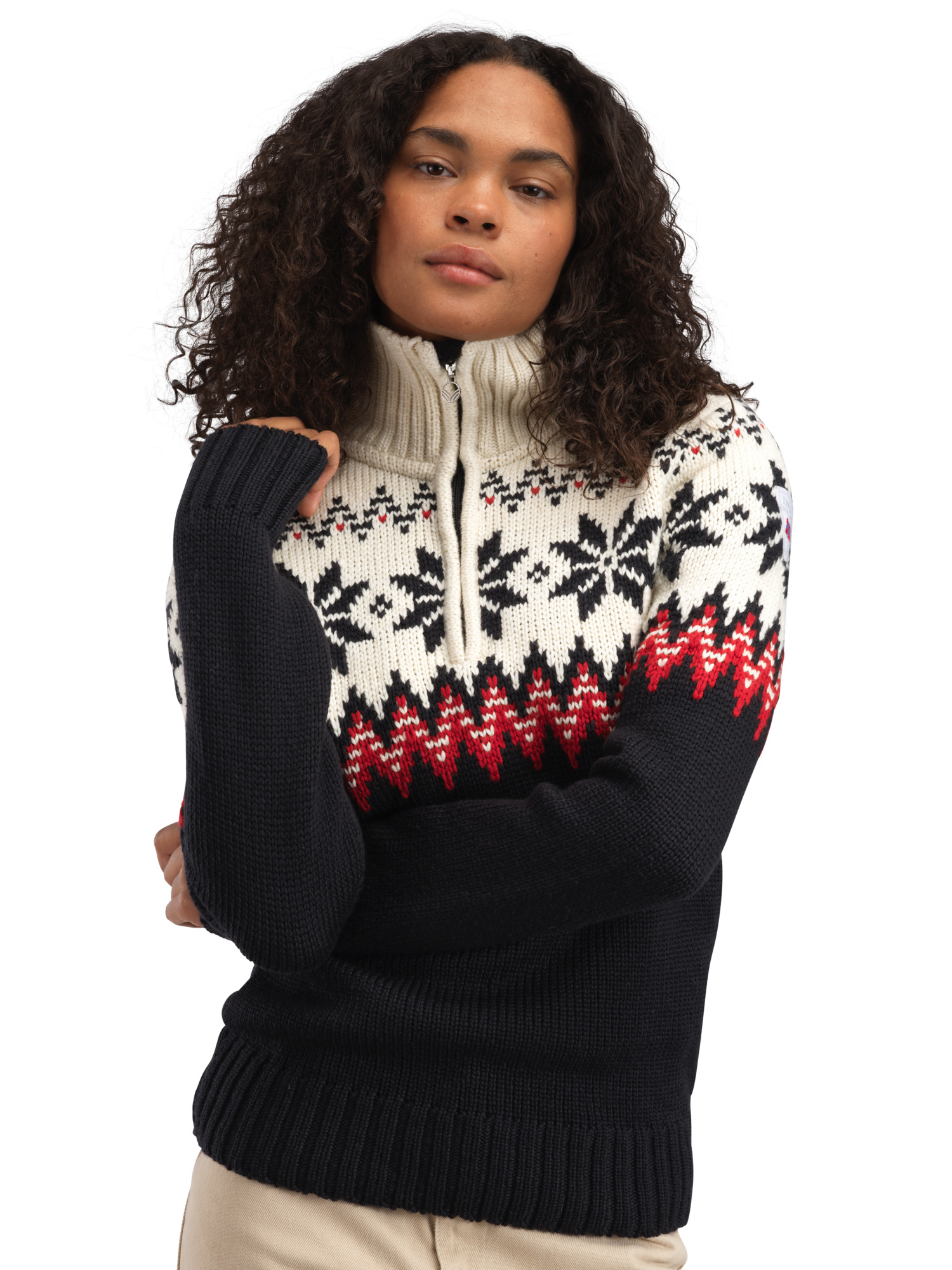 Myking Women’s Sweater - Merino Wool Black Raspberry Offwhite