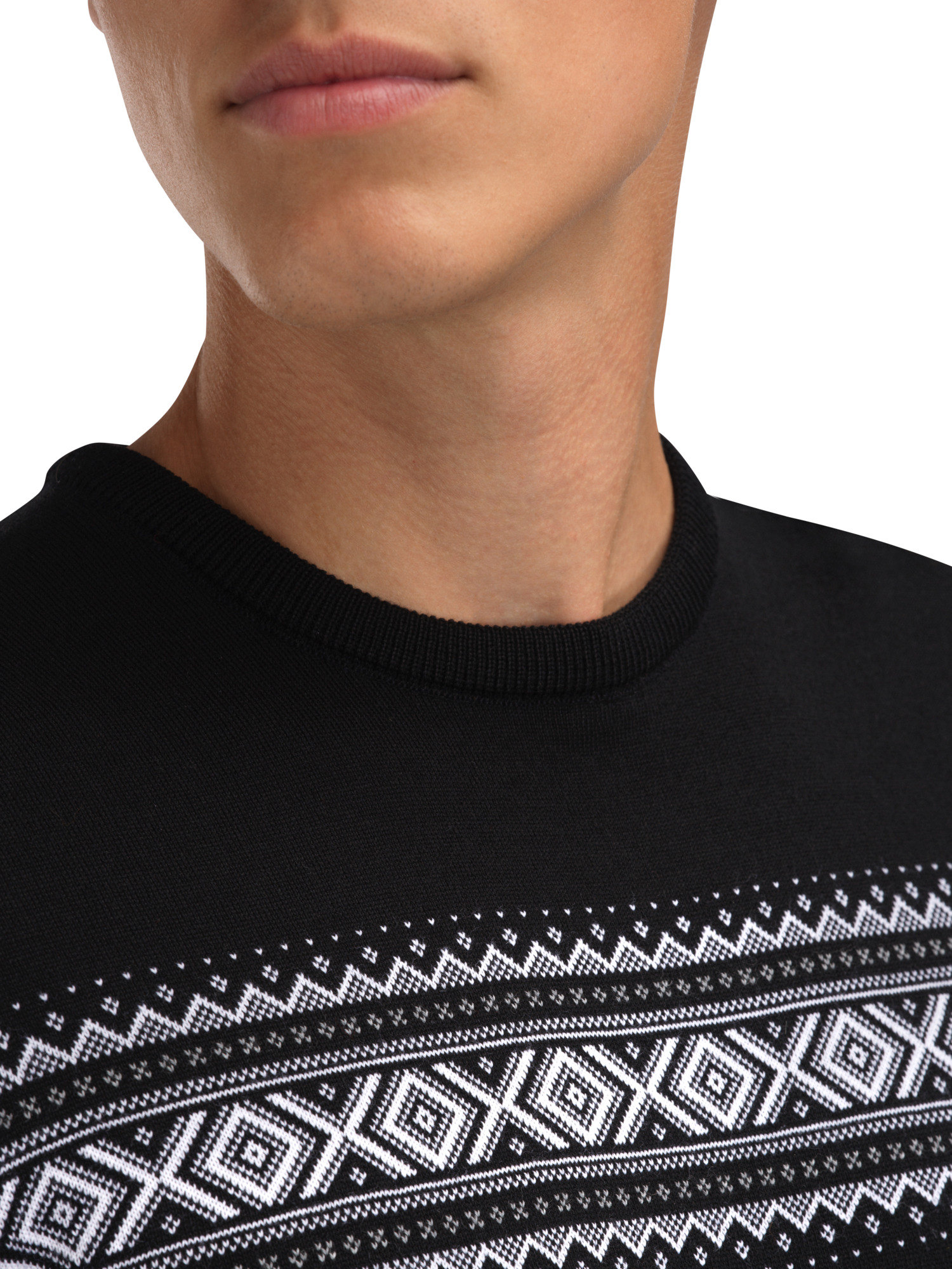 Sverre Men’s Sweater - Merino Wool Black white grey