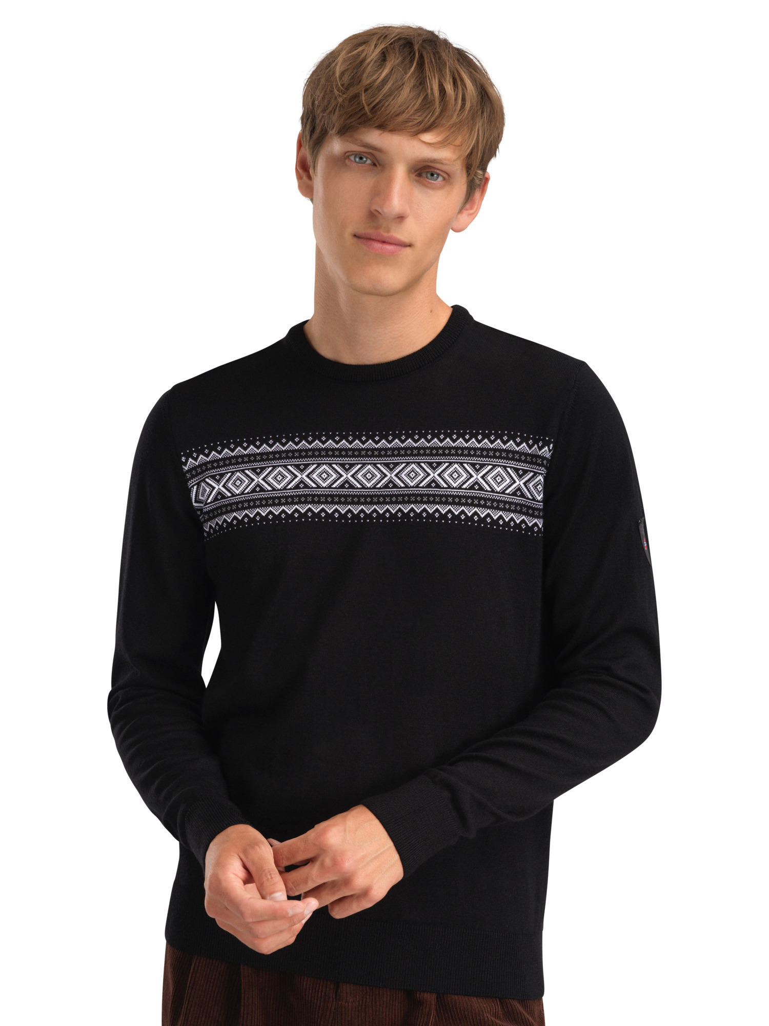 Sverre Men’s Sweater - Merino Wool Black white grey
