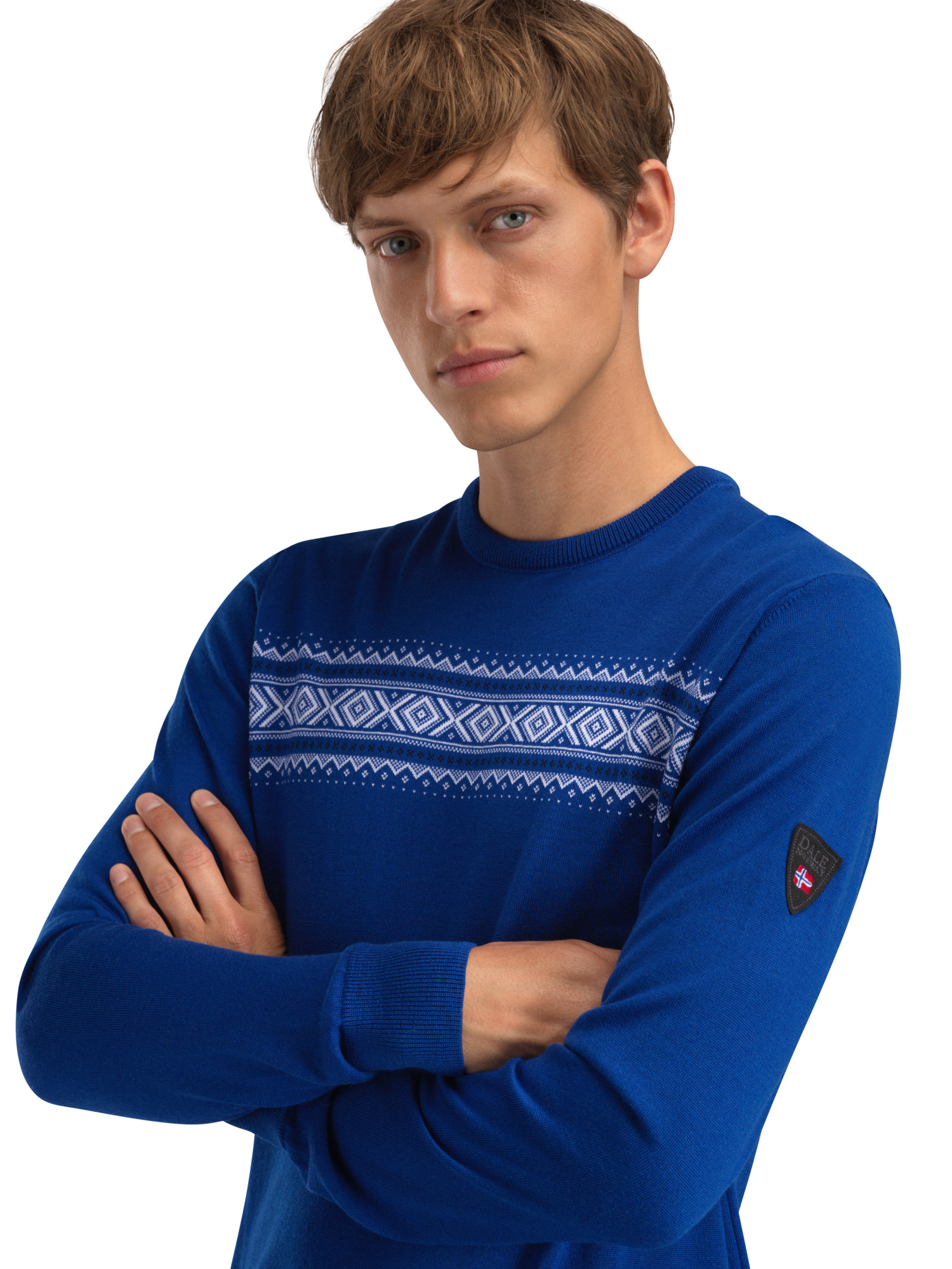 Sverre Men’s Sweater - Merino Wool Ultramarine white navy