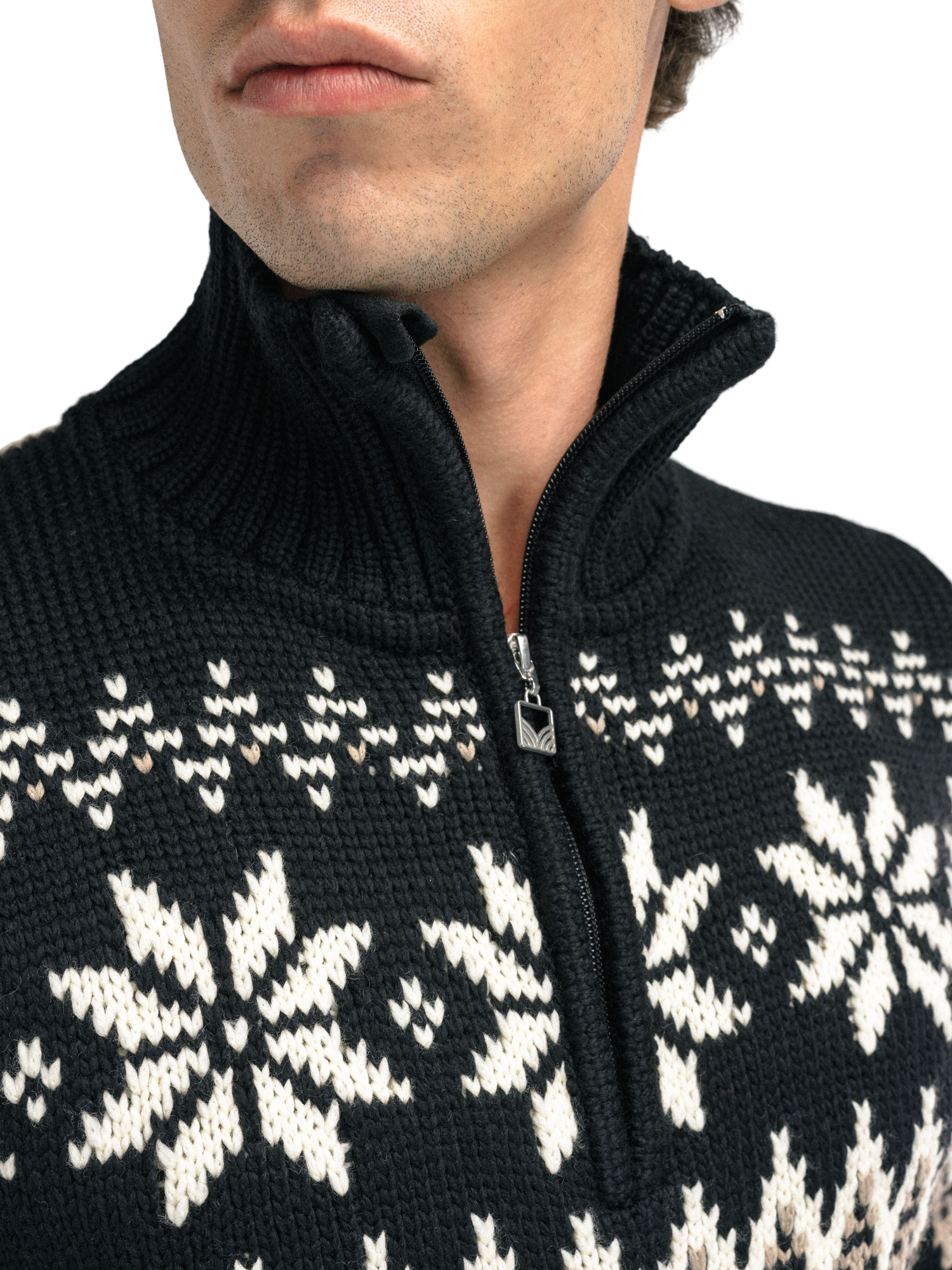 Myking Men’s Sweater - Merino Wool Black Brown Offwhite
