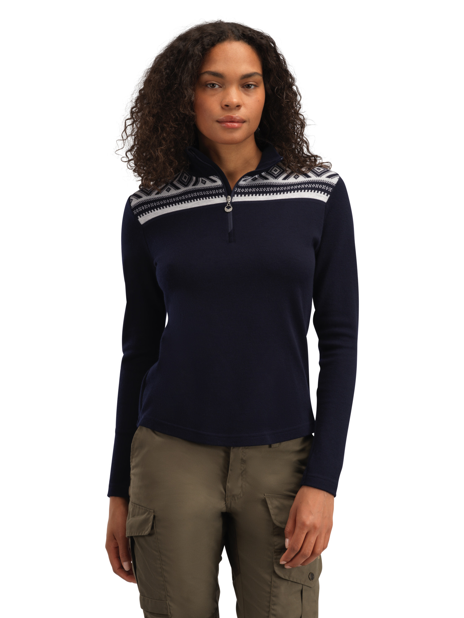Cortina Superfine Women’s Sweater - Superfine Merino Navy Offwhite