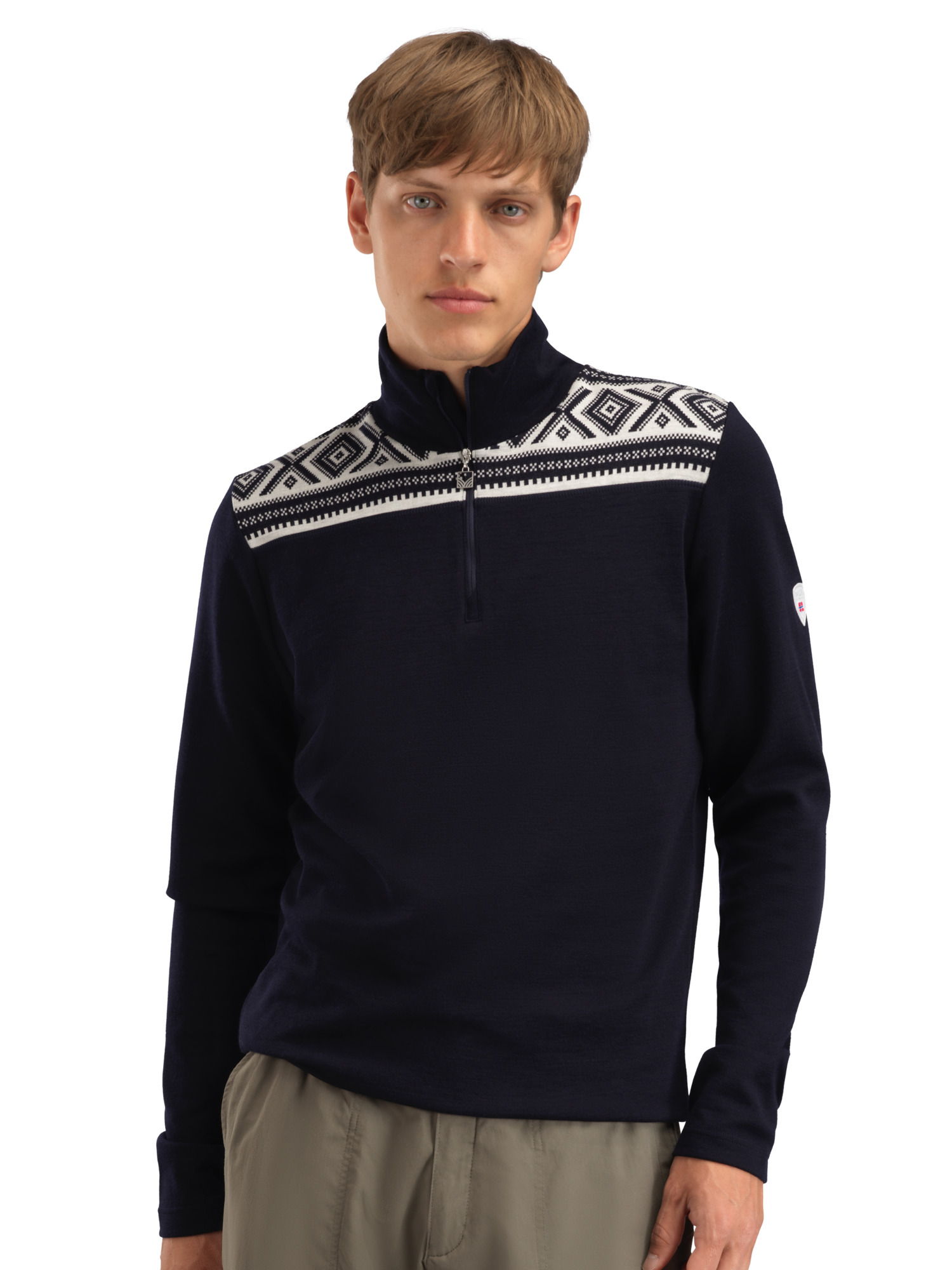 Cortina Superfine Men’s Sweater - Superfine Merino Navy Offwhite