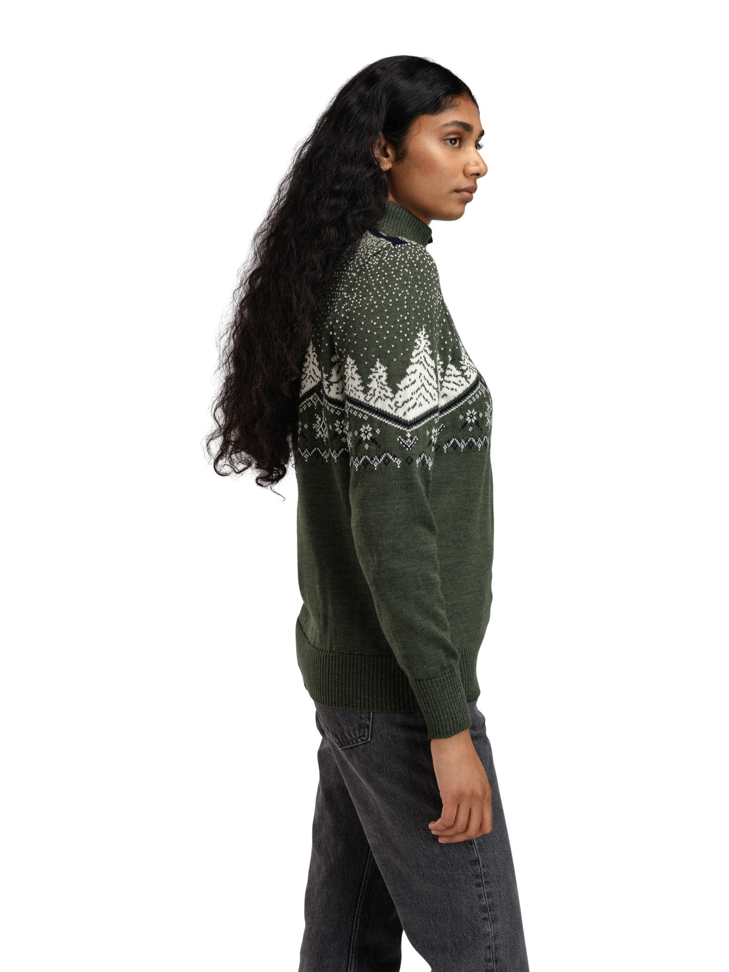 Dale Christmas Sweater Women’s - Merino Wool Loden Offwhite Navy