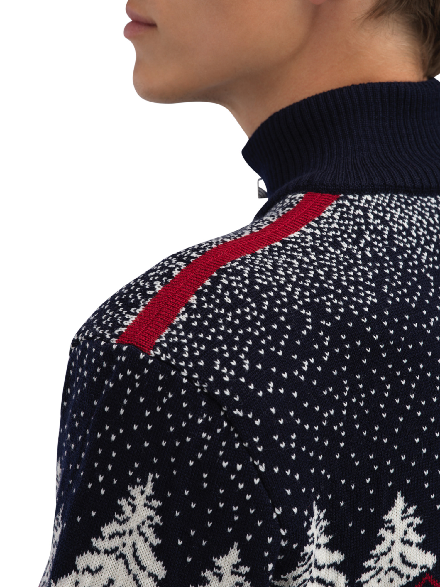 Dale Christmas Sweater Men's - Merino Wool Navy Offwhite Redrose