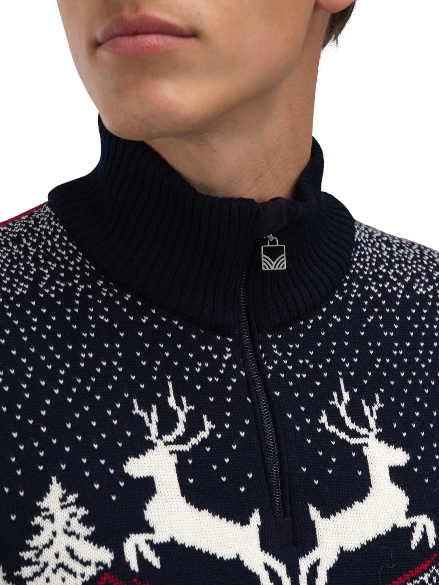 Dale Christmas Sweater Men's - Merino Wool Navy Offwhite Redrose