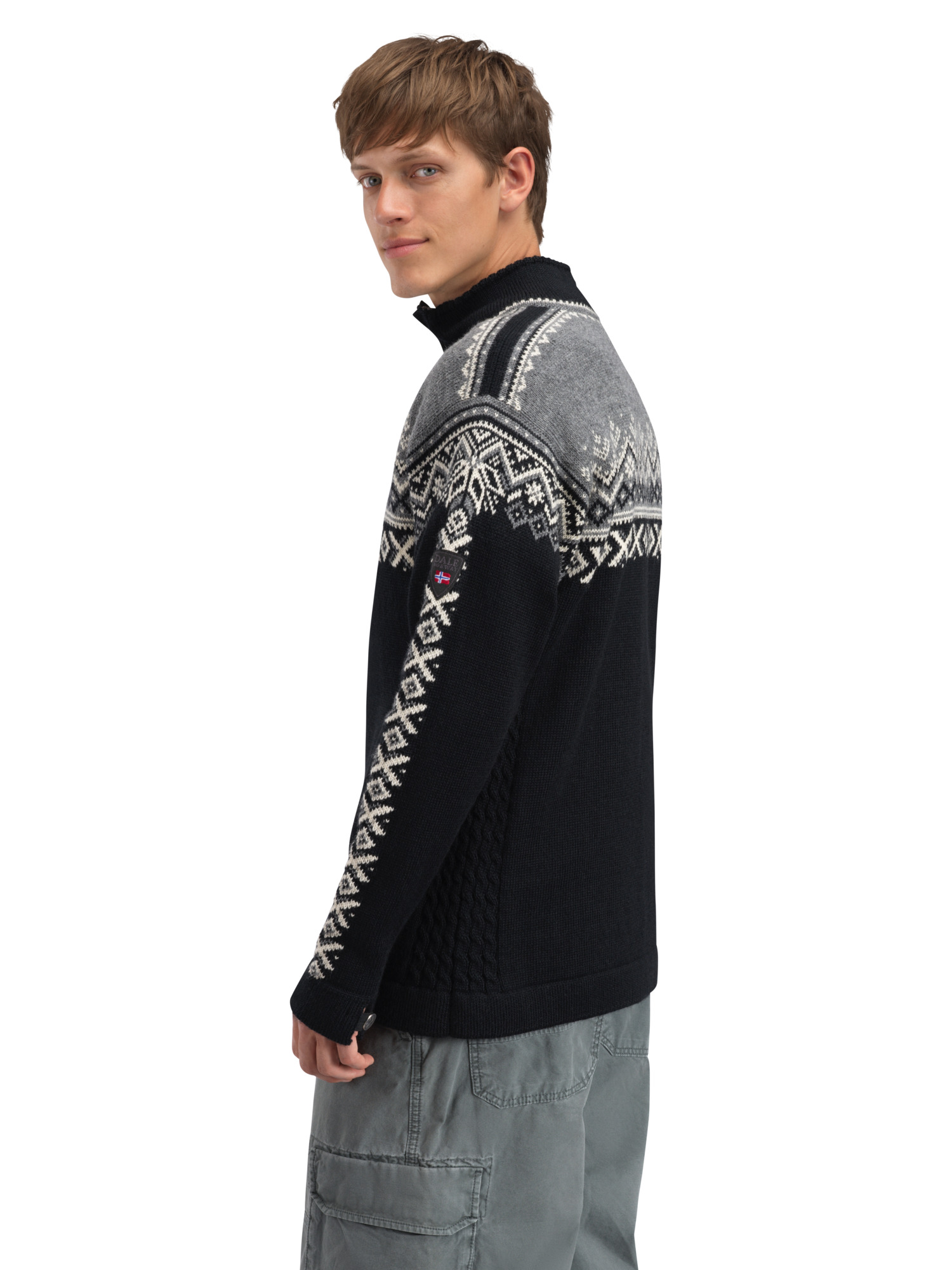 140th Anniversary Men’s Sweater - Norwegian Wool Black Smoke Offwhite