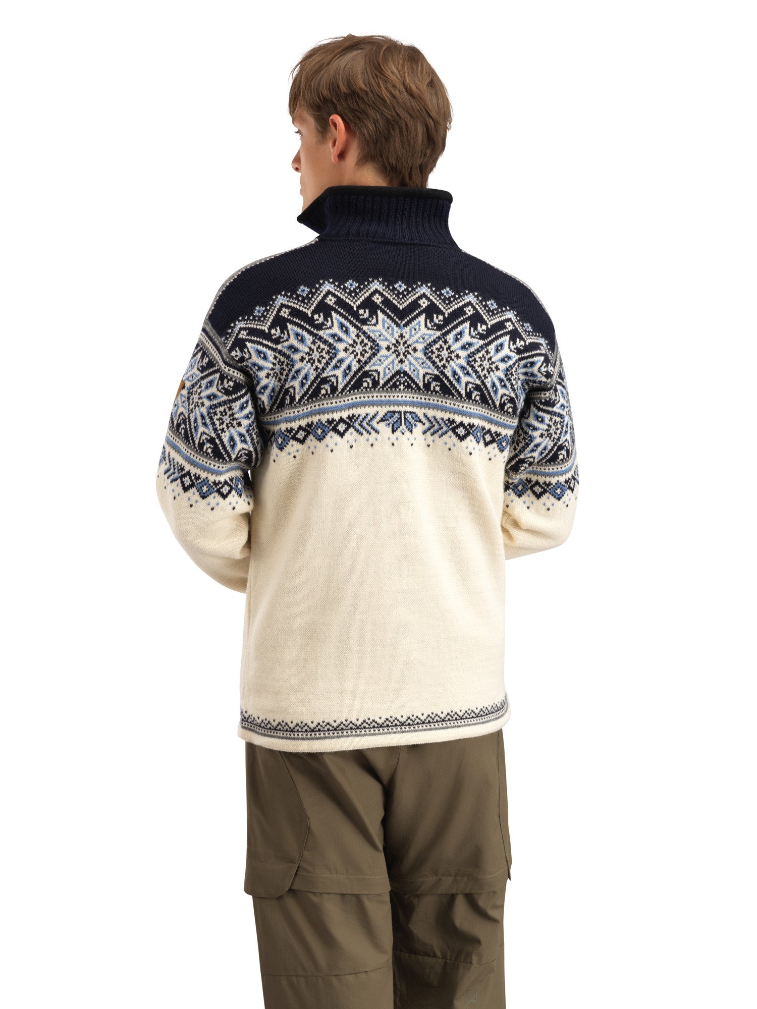 Vail Windproof Men’s Sweater - Norwegian Wool  Offwhite Smoke Navy Blue