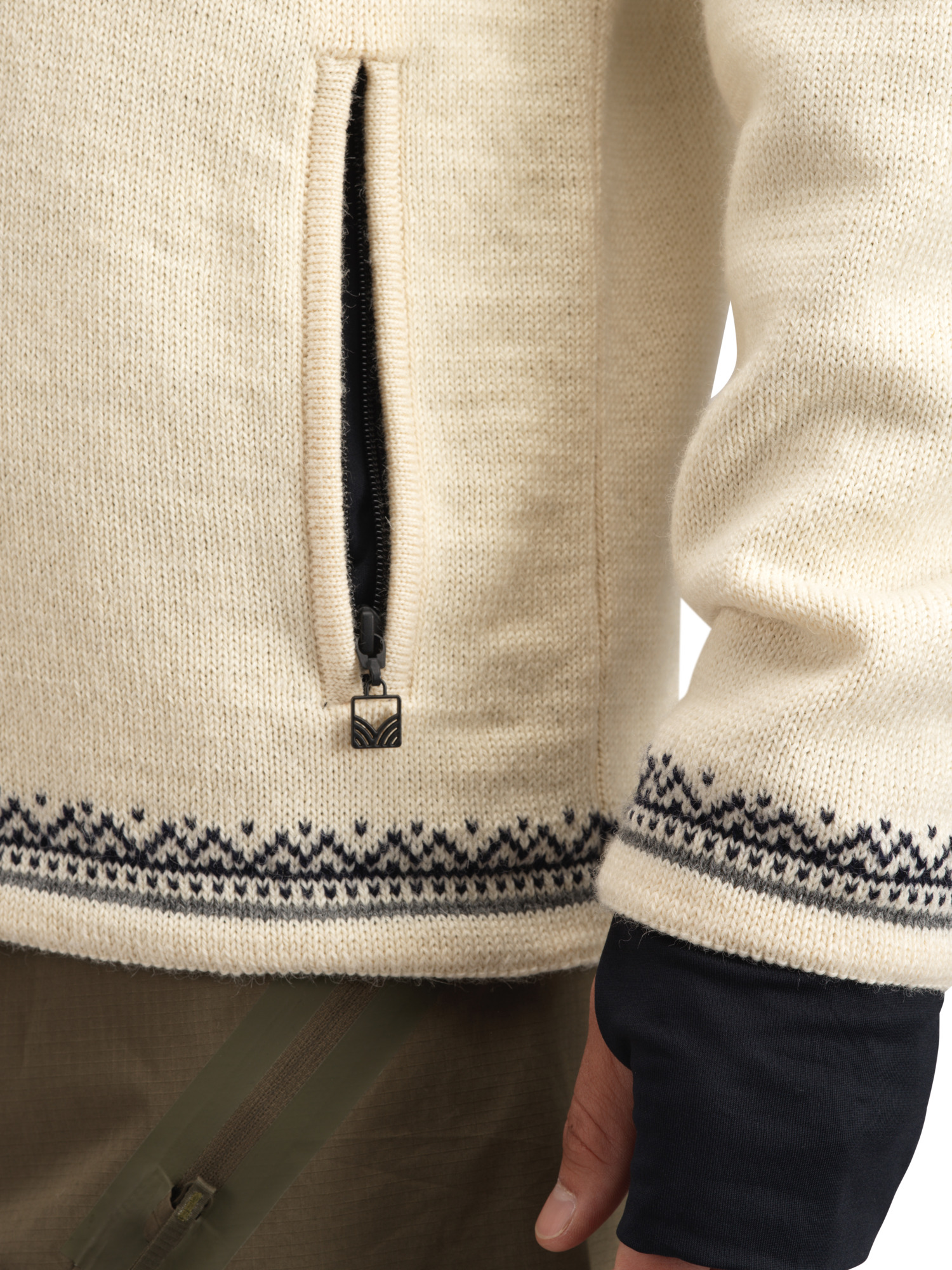 Vail Windproof Men’s Sweater - Norwegian Wool  Offwhite Smoke Navy Blue