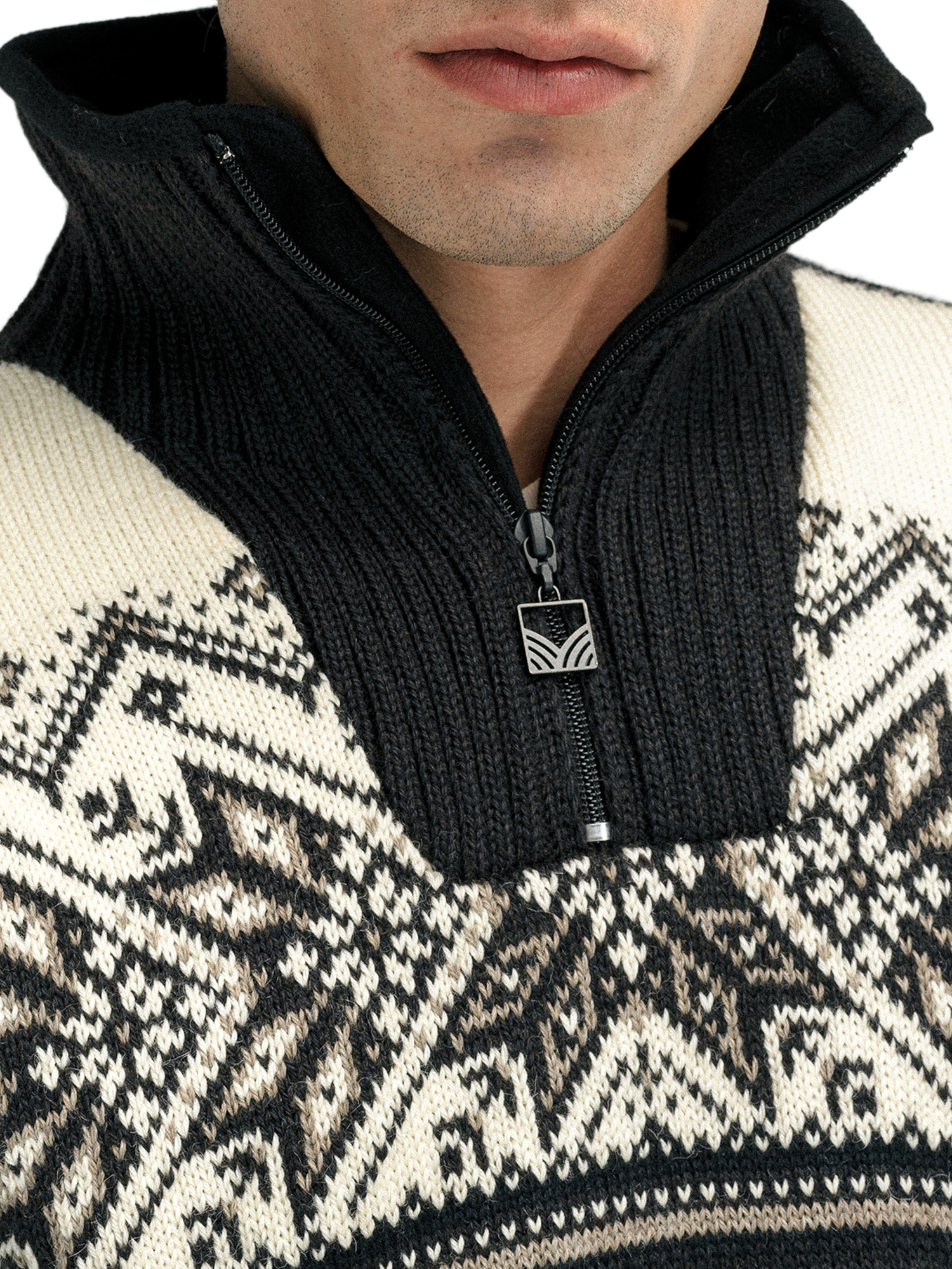 Vail Windproof Men’s Sweater - Norwegian Wool  Black Sandstone