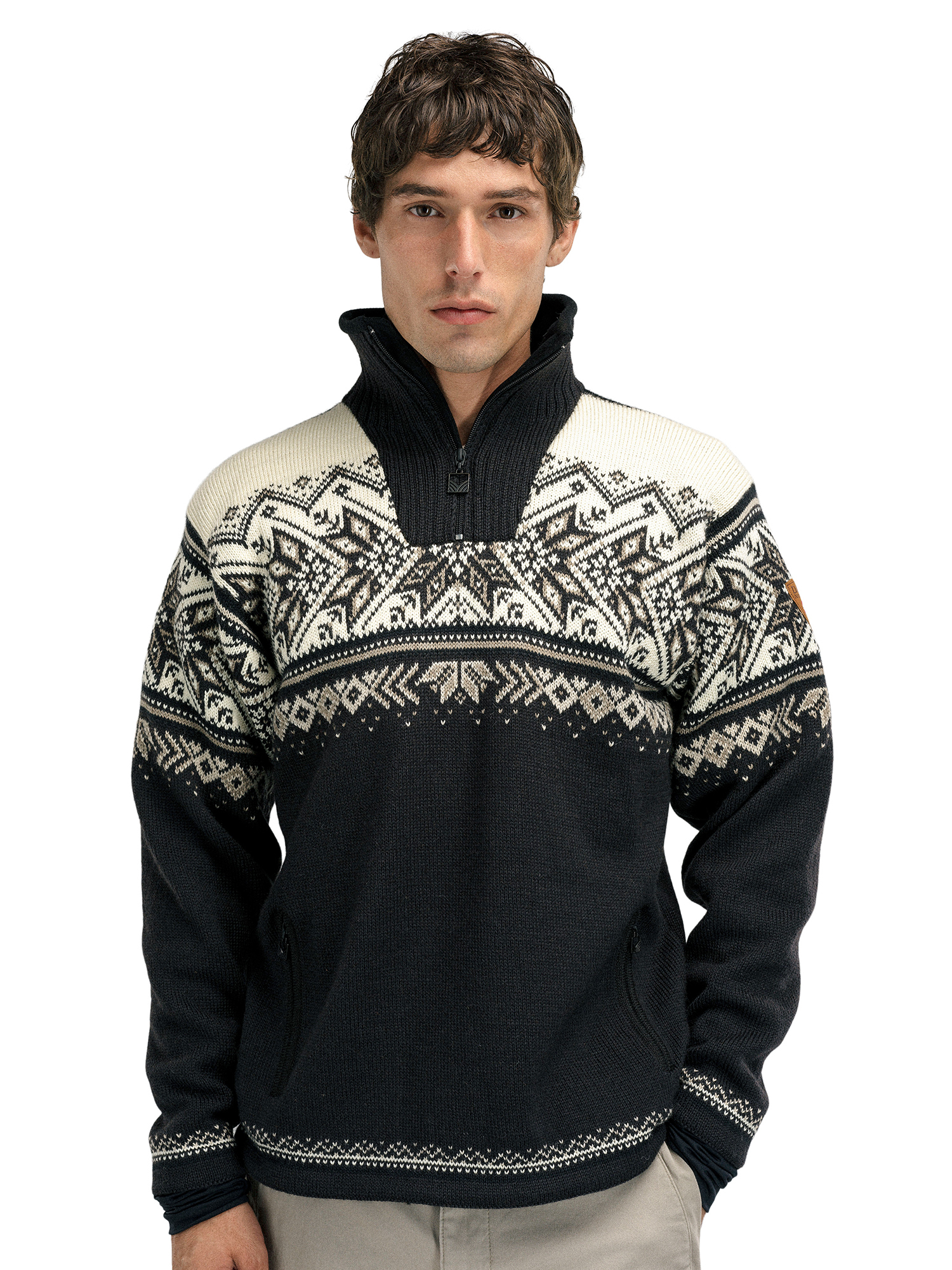 Vail Windproof Men’s Sweater - Norwegian Wool  Black Sandstone