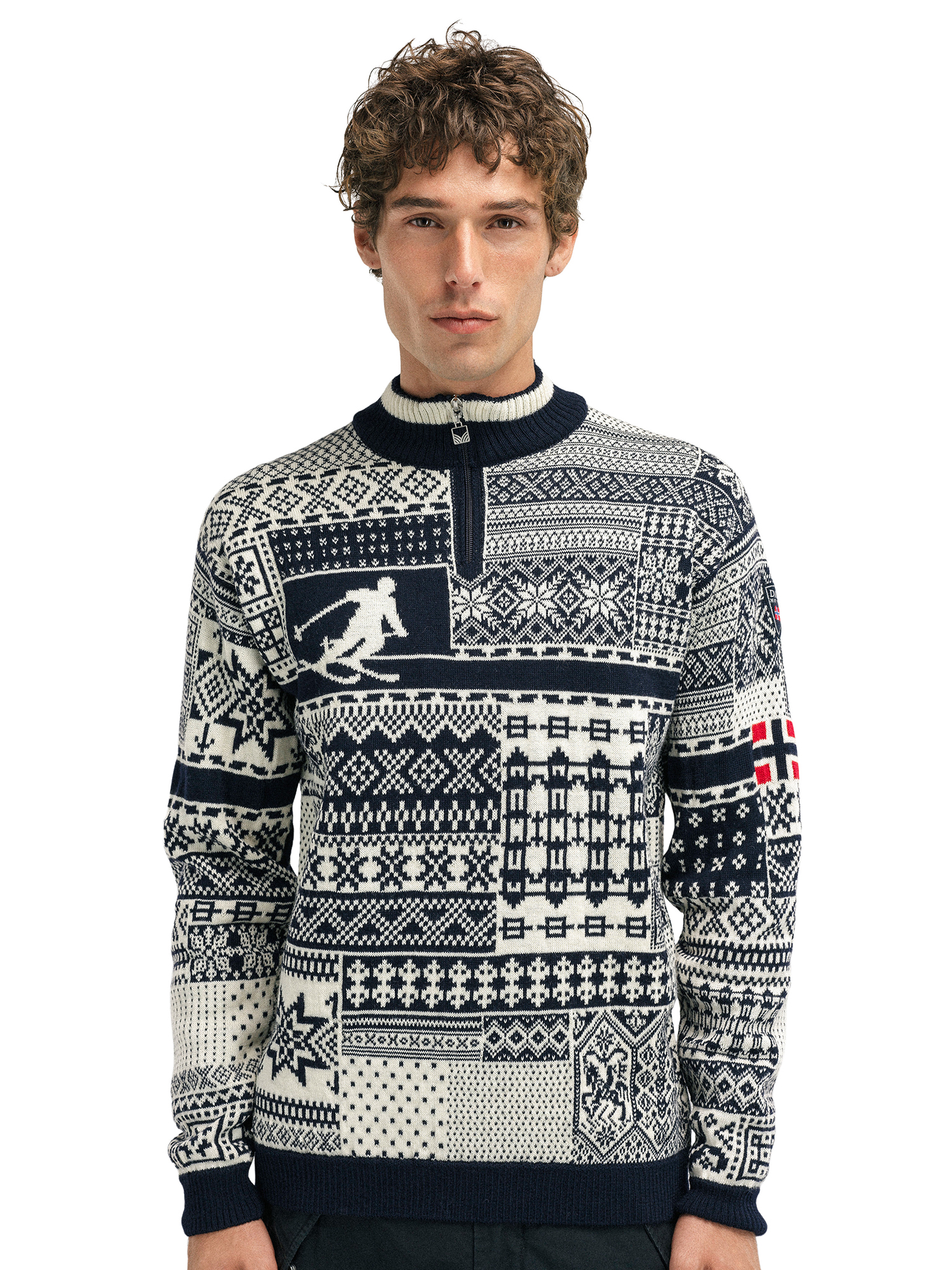 History sweater Navy Offwhite Raspberry - Dale of Norway