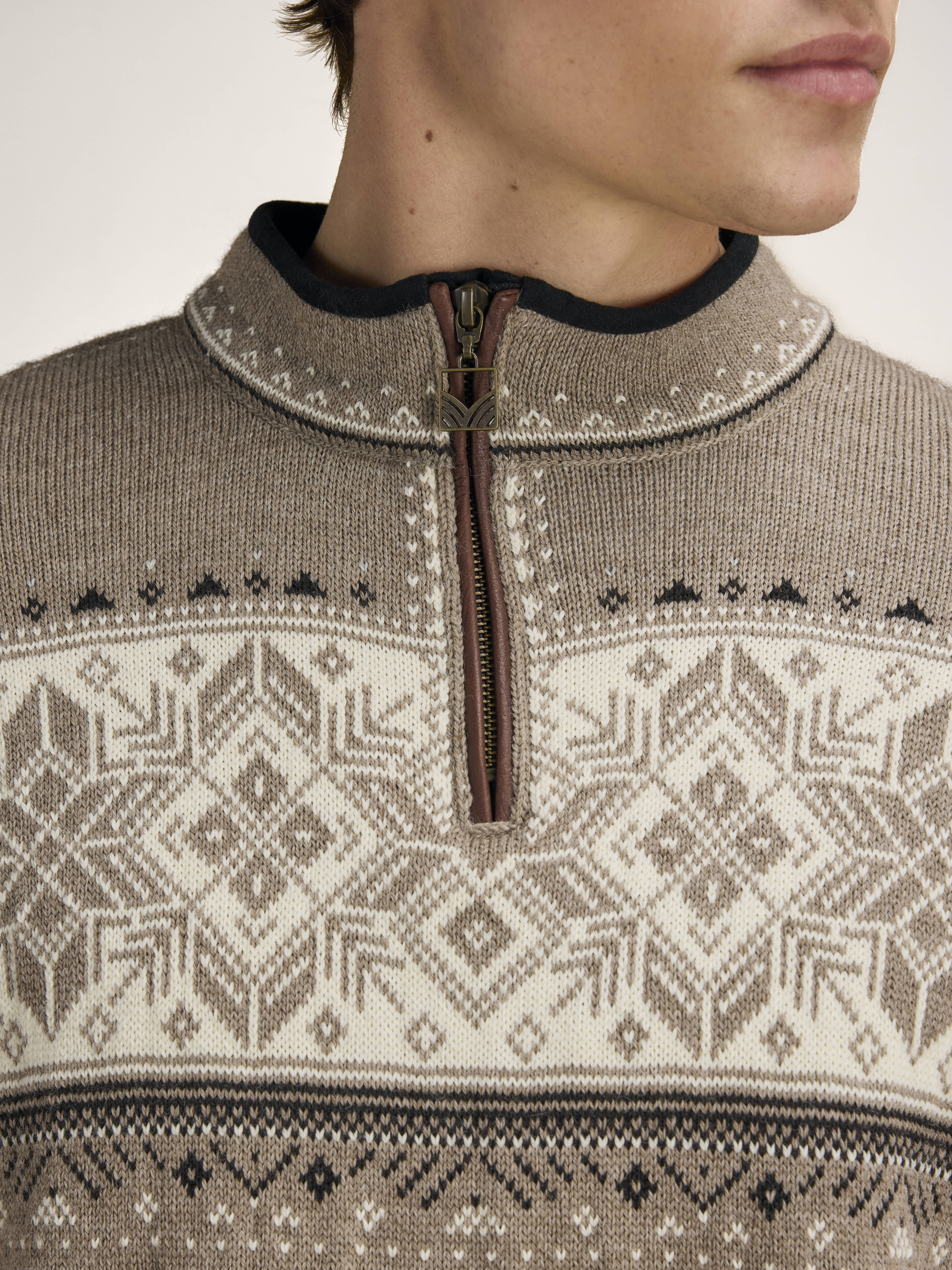 Blyfjell Men's Knit Sweater Mountainstone Offwhite Coffee