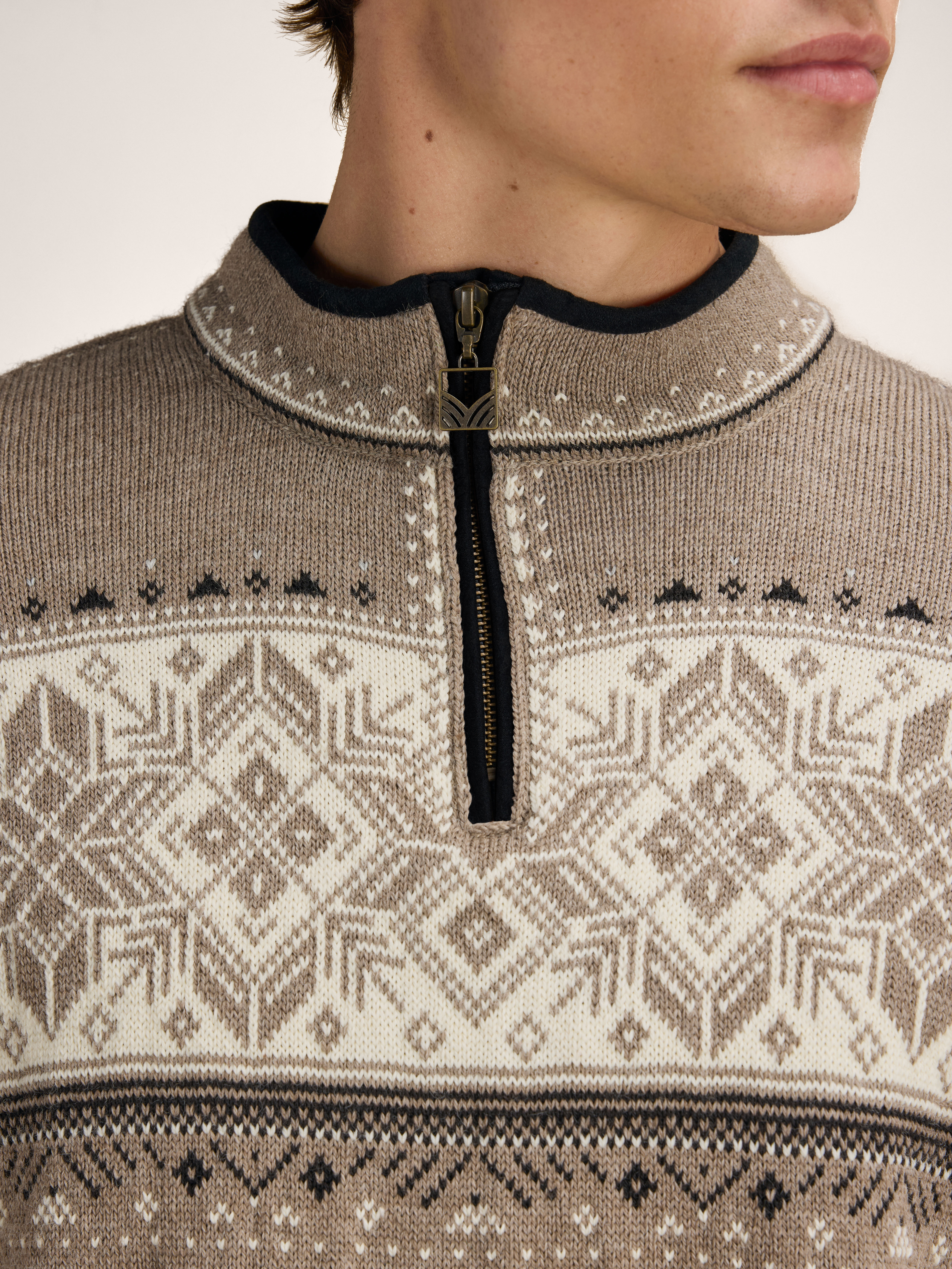 Blyfjell Men's Knit Sweater Mountainstone Offwhite Coffee
