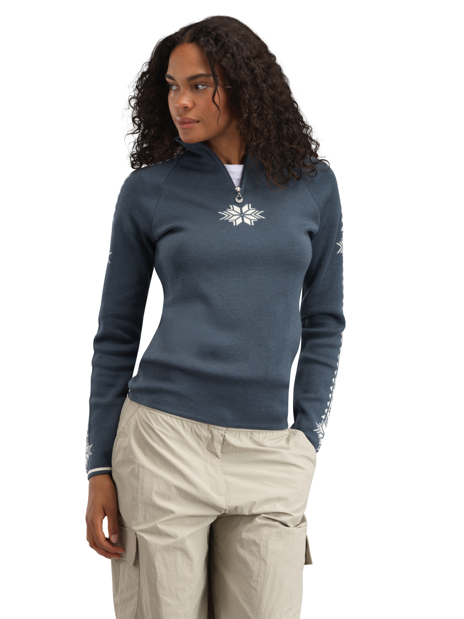 Geilo Women’s Sweater - Merino Wool Steel Offwhite