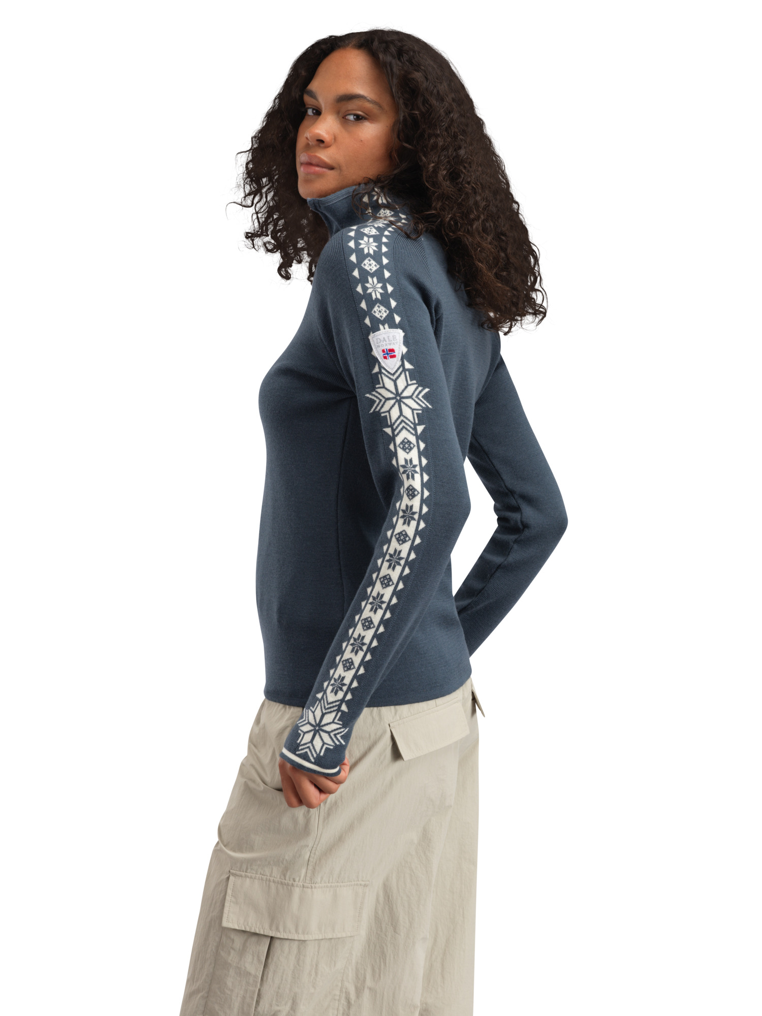 Geilo Women’s Sweater - Merino Wool Steel Offwhite