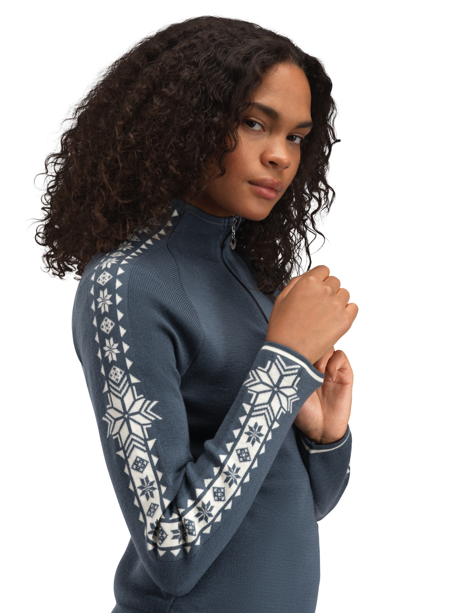 Geilo Women’s Sweater - Merino Wool Steel Offwhite