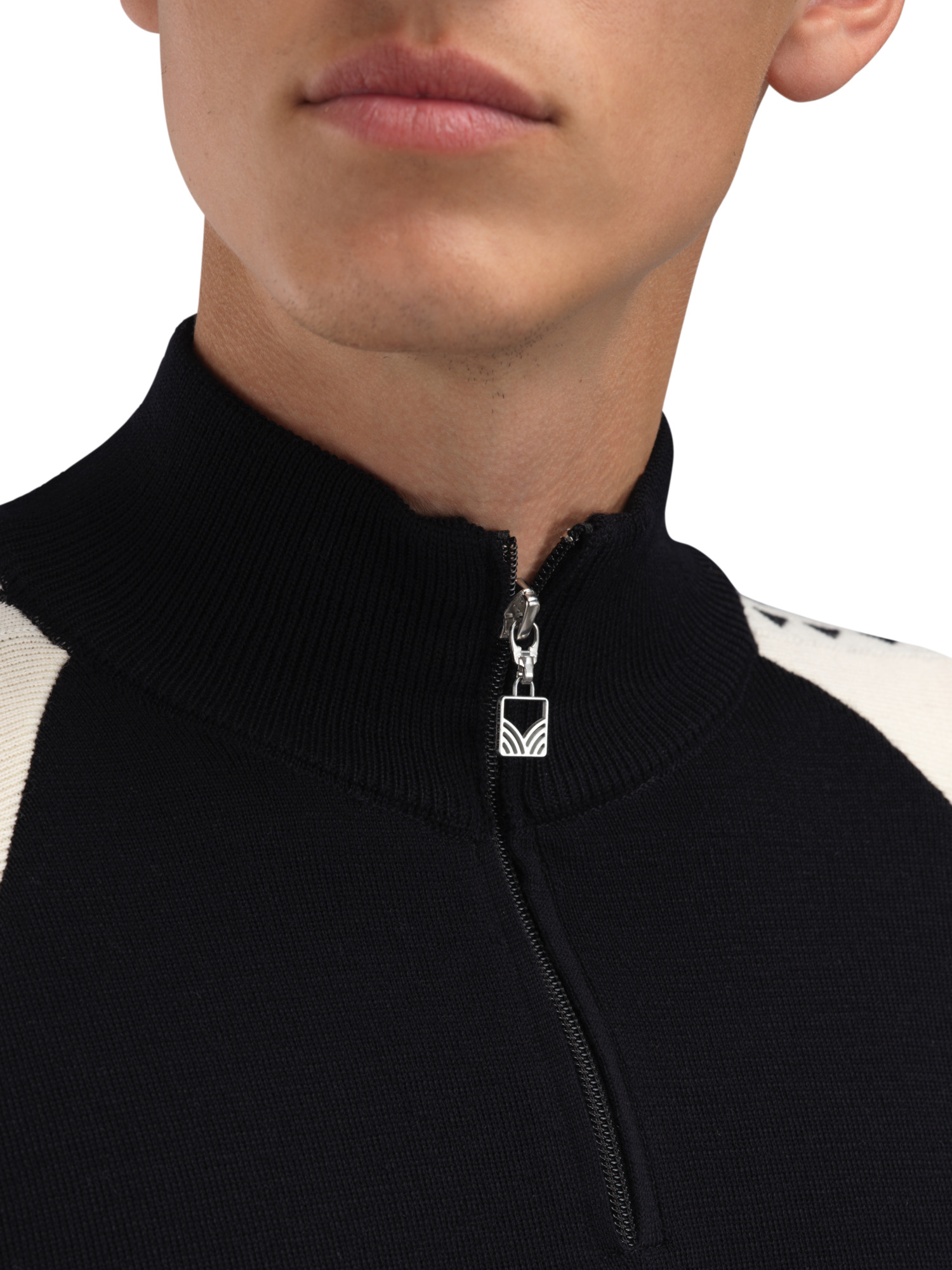 Geilo Men’s Sweater - Merino Wool Black Offwhite