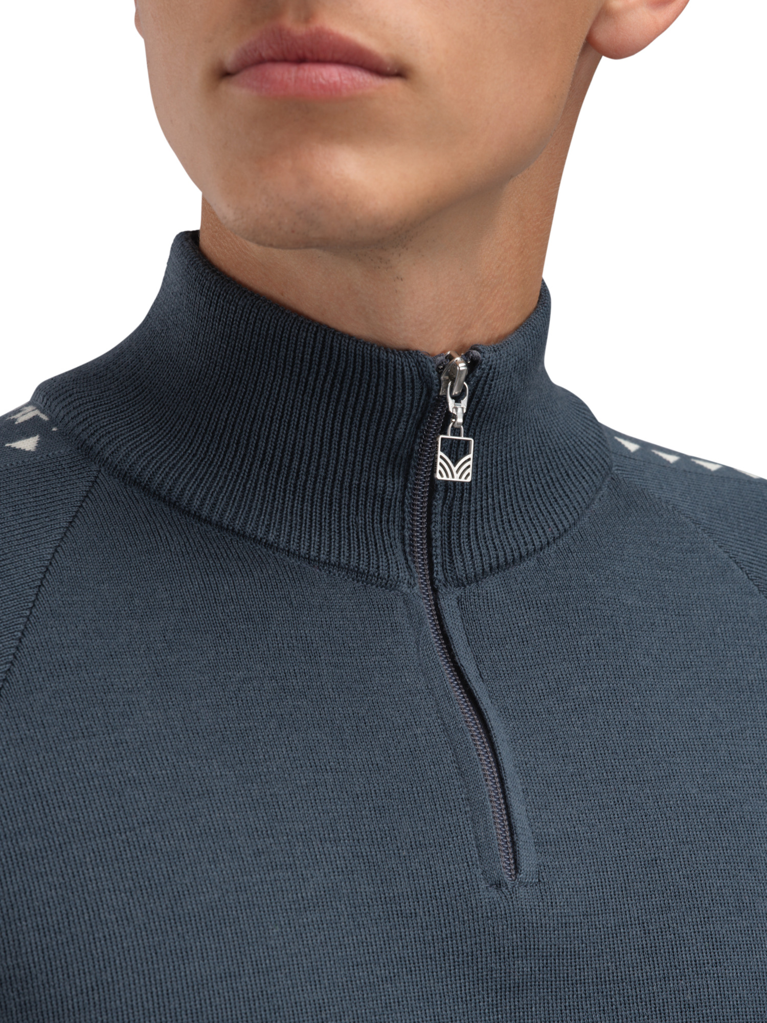 Geilo Men’s Sweater - Merino Wool Steel Offwhite